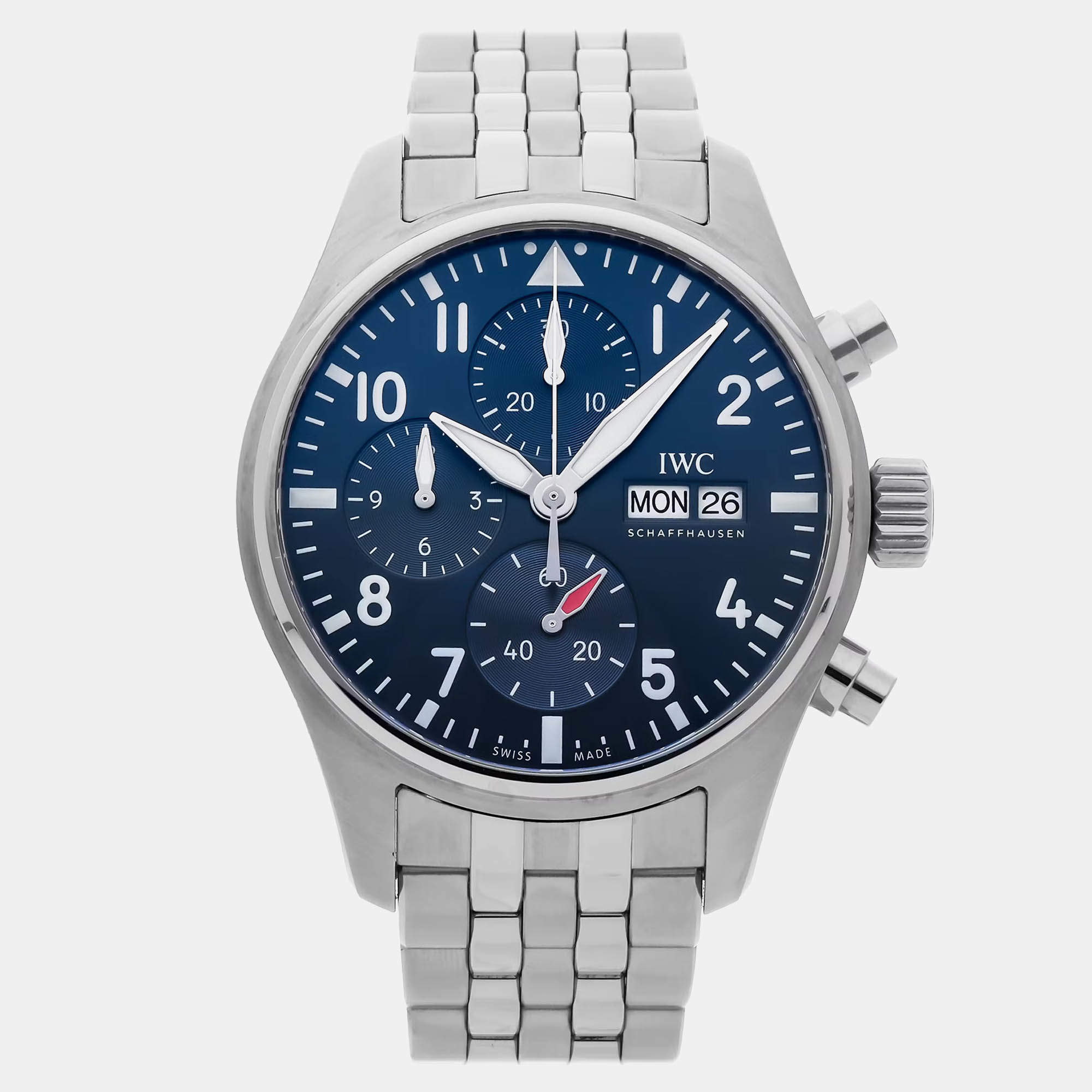 IWC Blue Stainless Steel Pilot's IW3881-02 Automatic Men's Wristwatch 41 mm