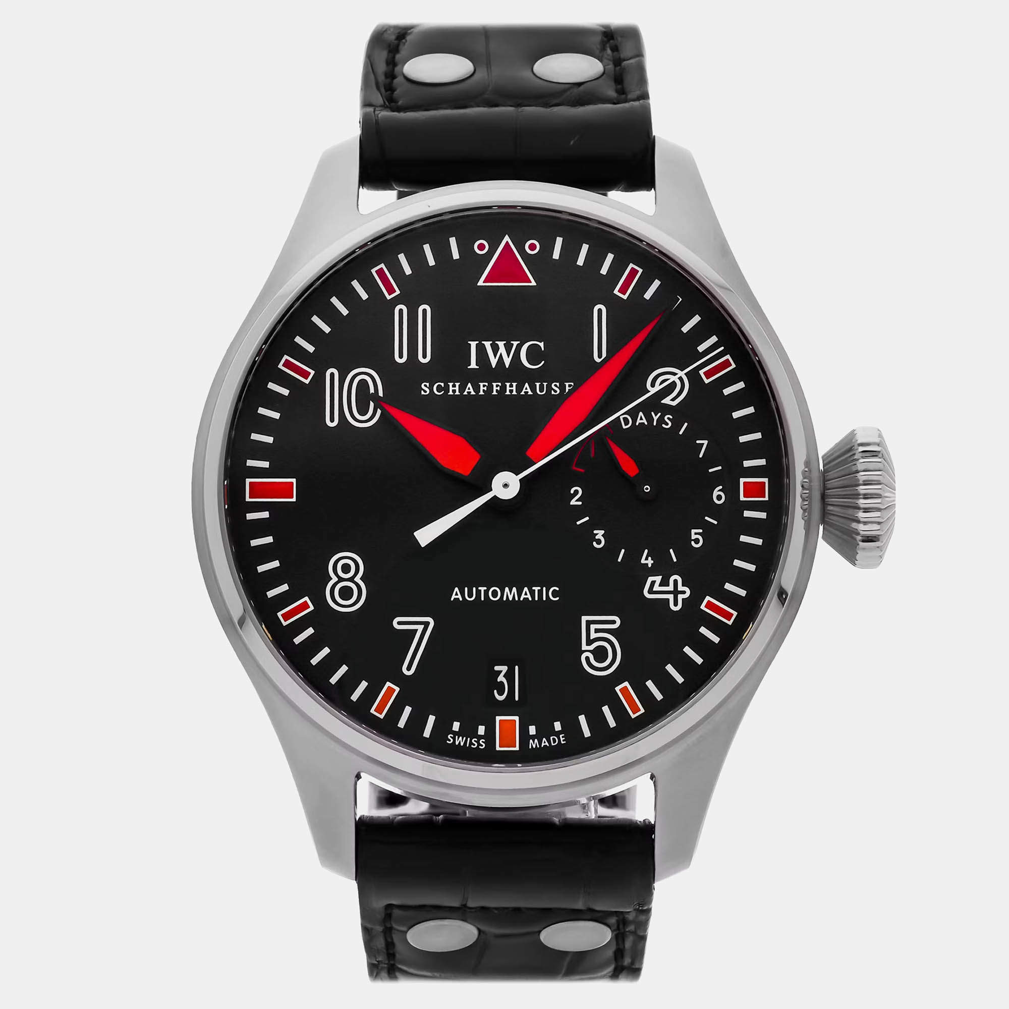 IWC Black Stainless Steel Big Pilot's IW5004-33 Automatic Men's Wristwatch 46 mm