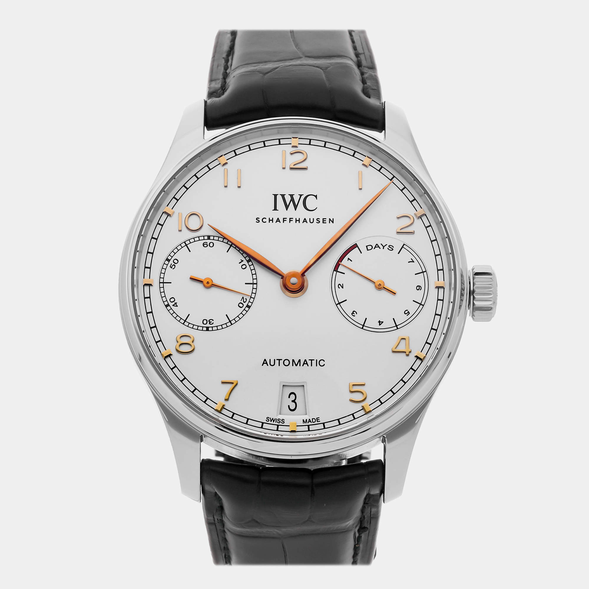 IWC Silver Stainless Steel Portugieser IW5007-04 Automatic Men's Wristwatch 42 mm