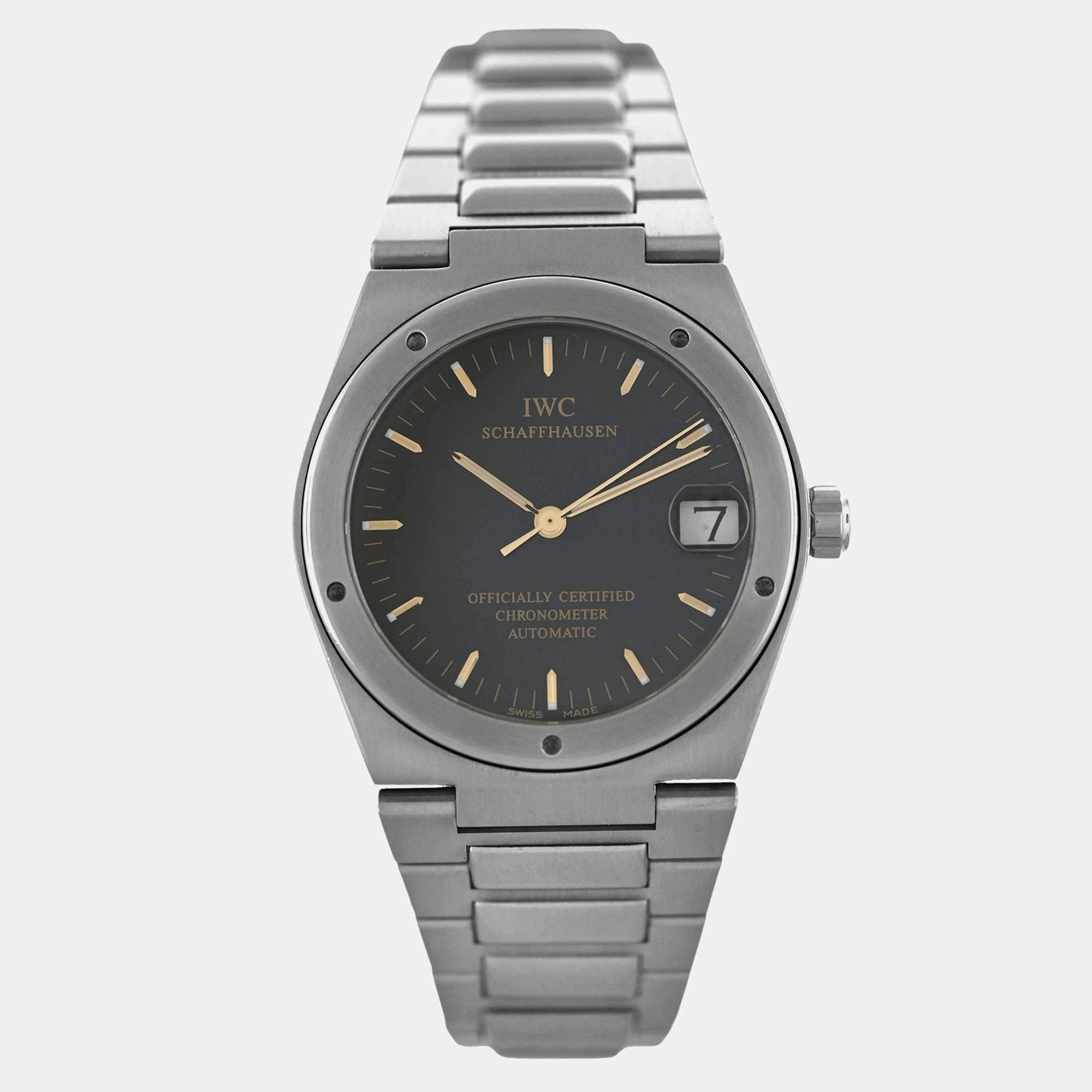 IWC Black Stainless Steel Ingenieur IW352102 Automatic Men's Wristwatch 32mm