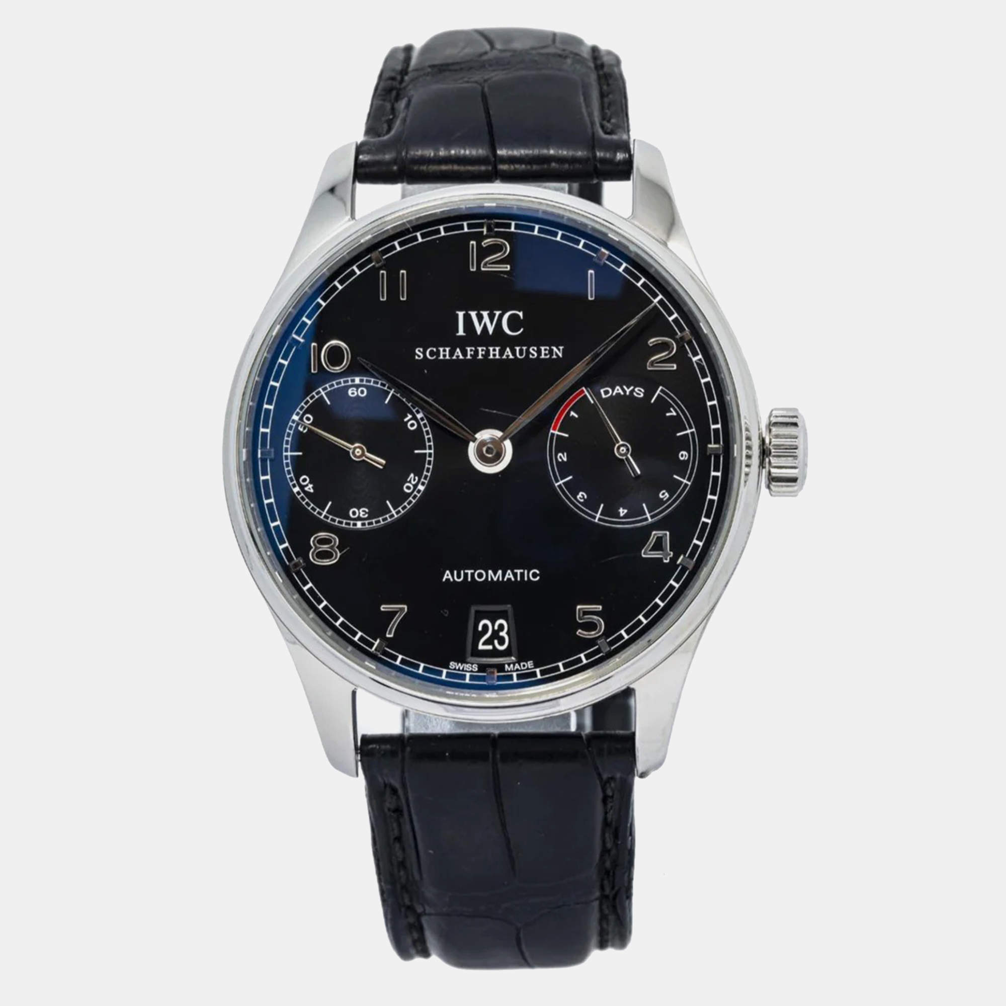 IWC Portugieser 7 Days IW500703 Automatic Black Stainless Steel Men's Wristwatch 42mm