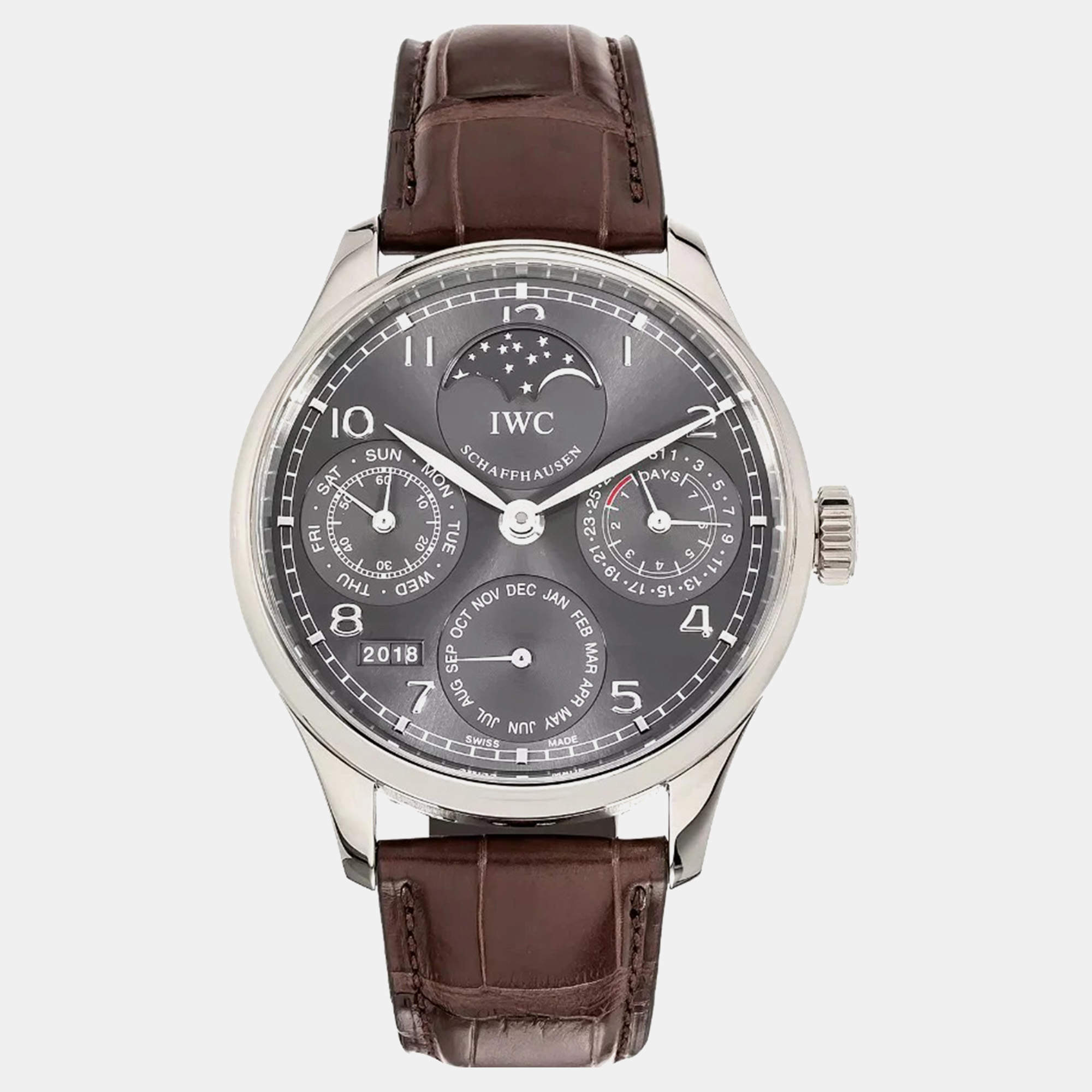 IWC Portugieser IW502218 Automatic Grey 18k White Gold Men's Wristwatch 42 mm