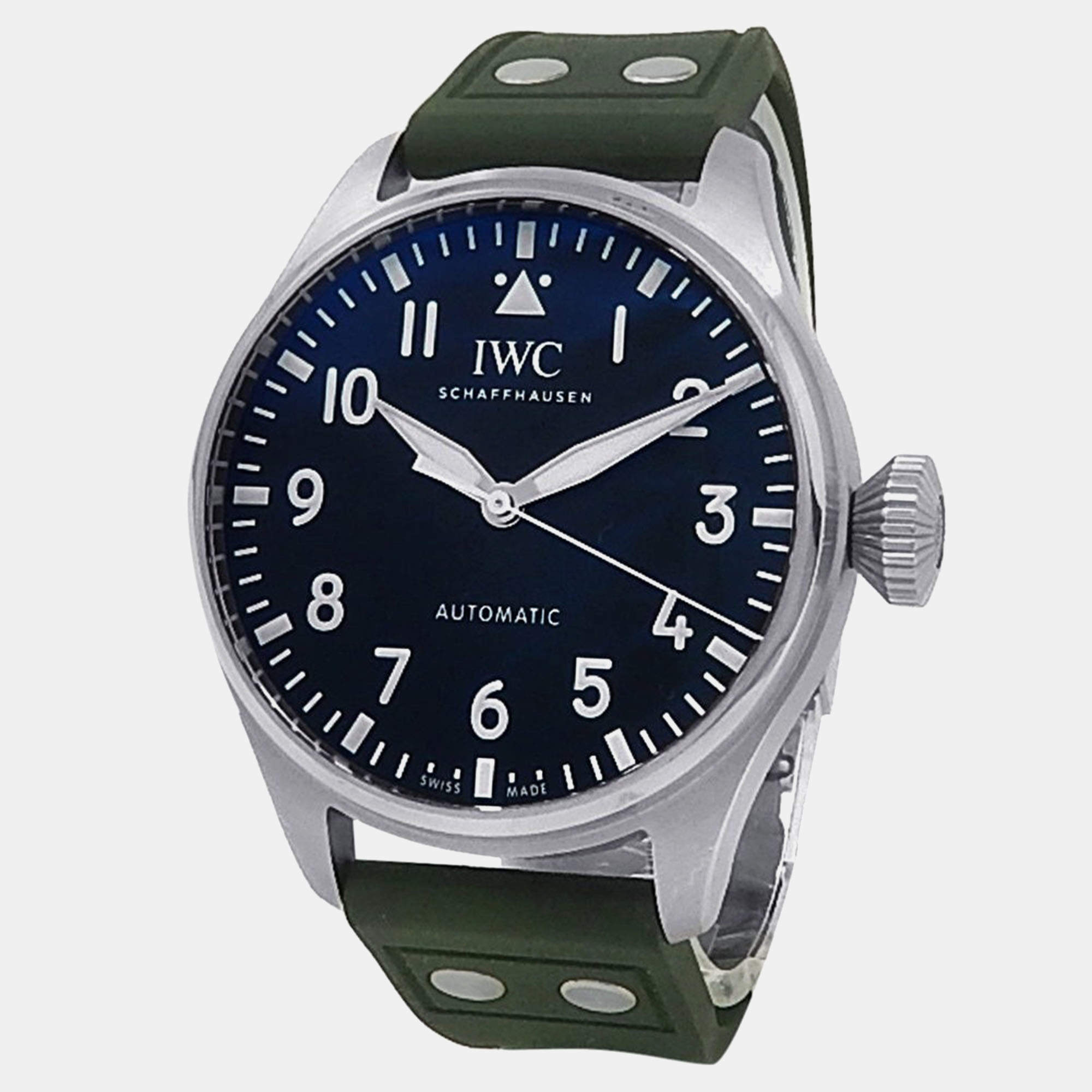 Pre Owned IWC Big Pilot's IW329301 Automatic Green Stainless Steel Men's Wristwatch 43 mm
