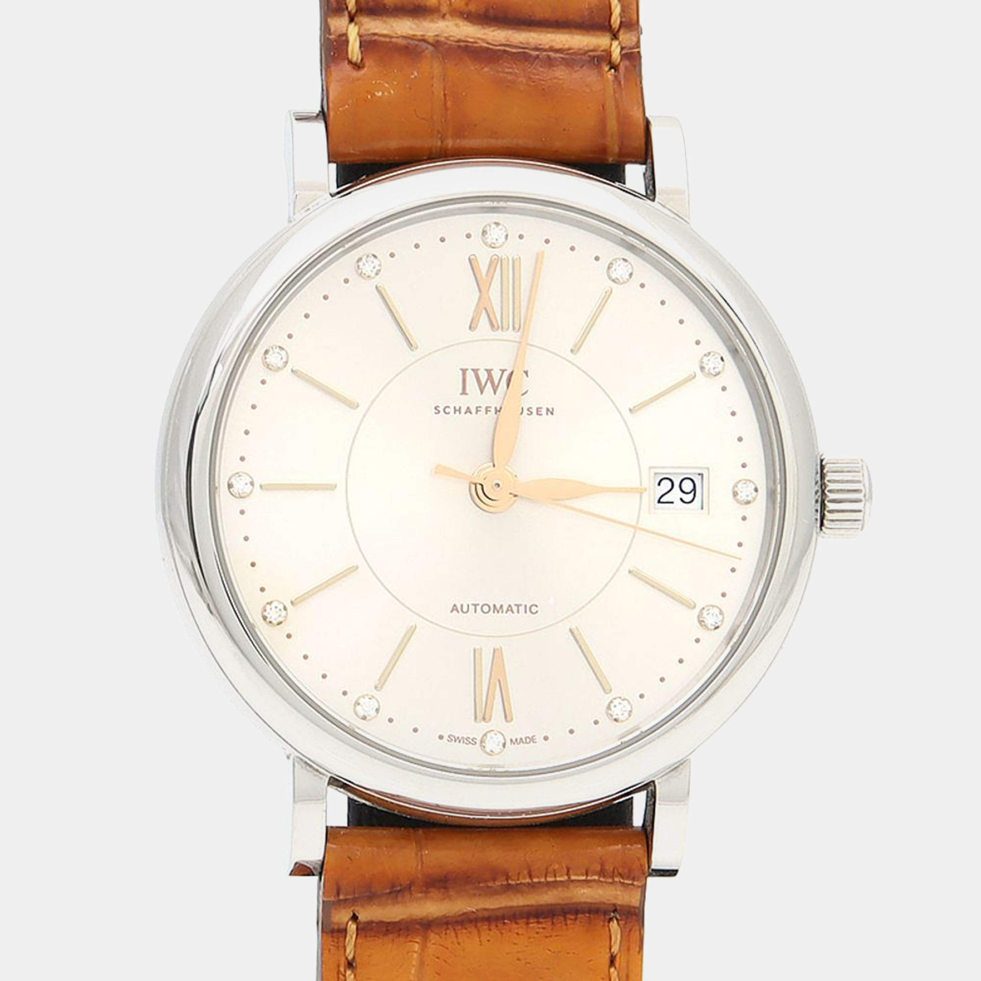 Pre Owned IWC Portofino Diamond IW458101 Automatic Stainless Steel Men's Wristwatch 37 mm