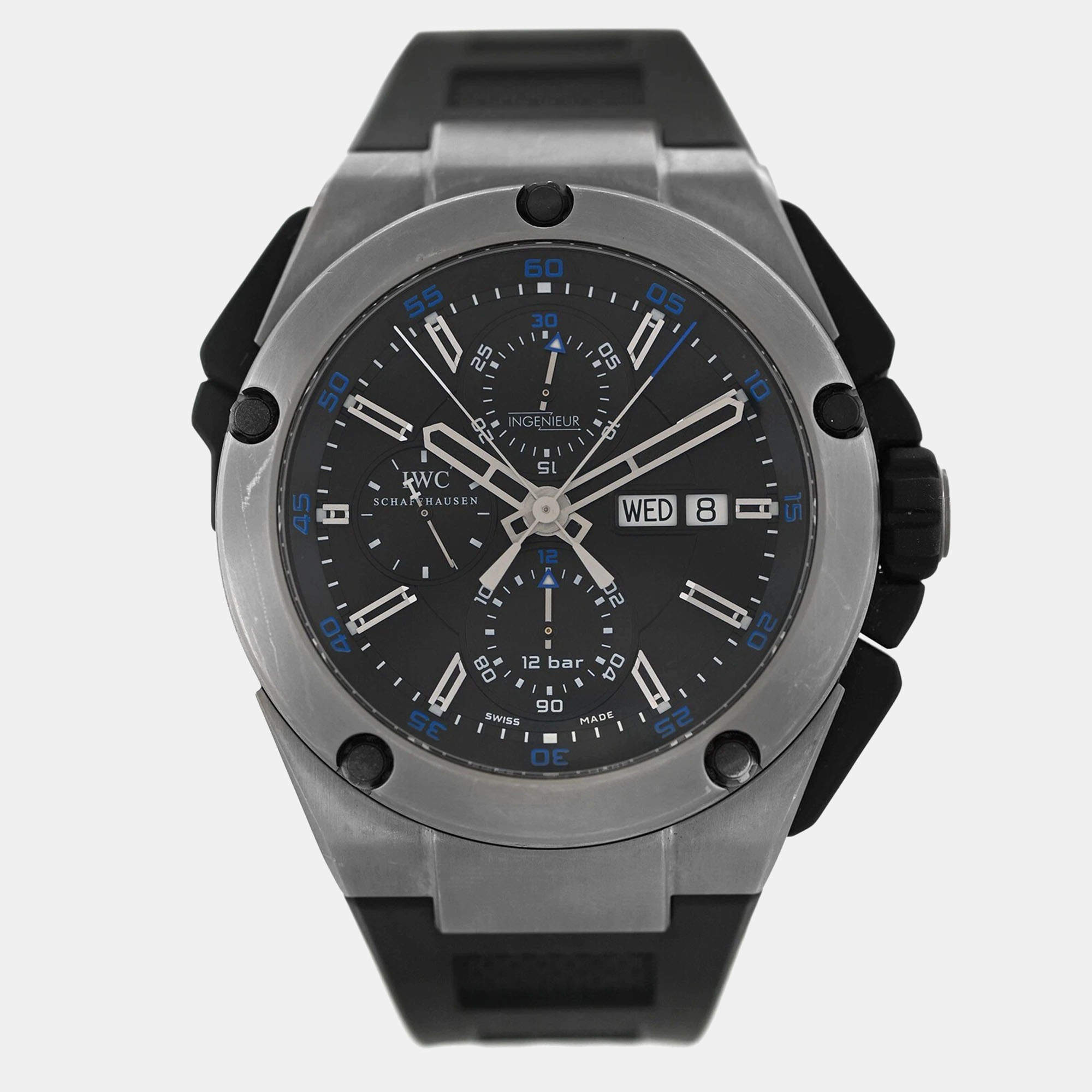 Pre Owned IWC Ingenieur Double Chronograph IW376501  Automatic Black Titanium Men's Wristwatch 45 mm