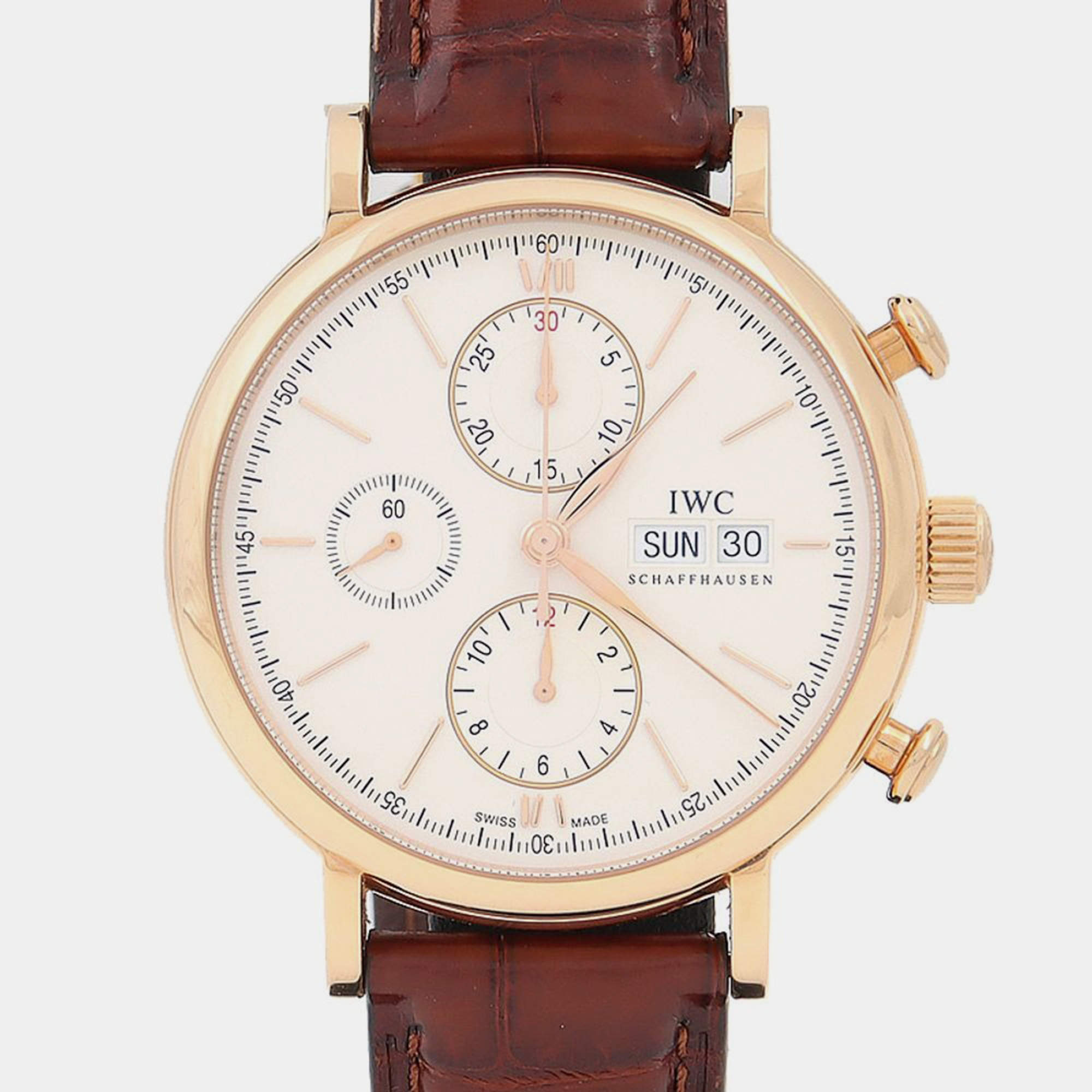 Pre Owned IWC Portofino IW391020 Automatic Chronograph 18k Rose Gold Men's Wristwatch 42mm
