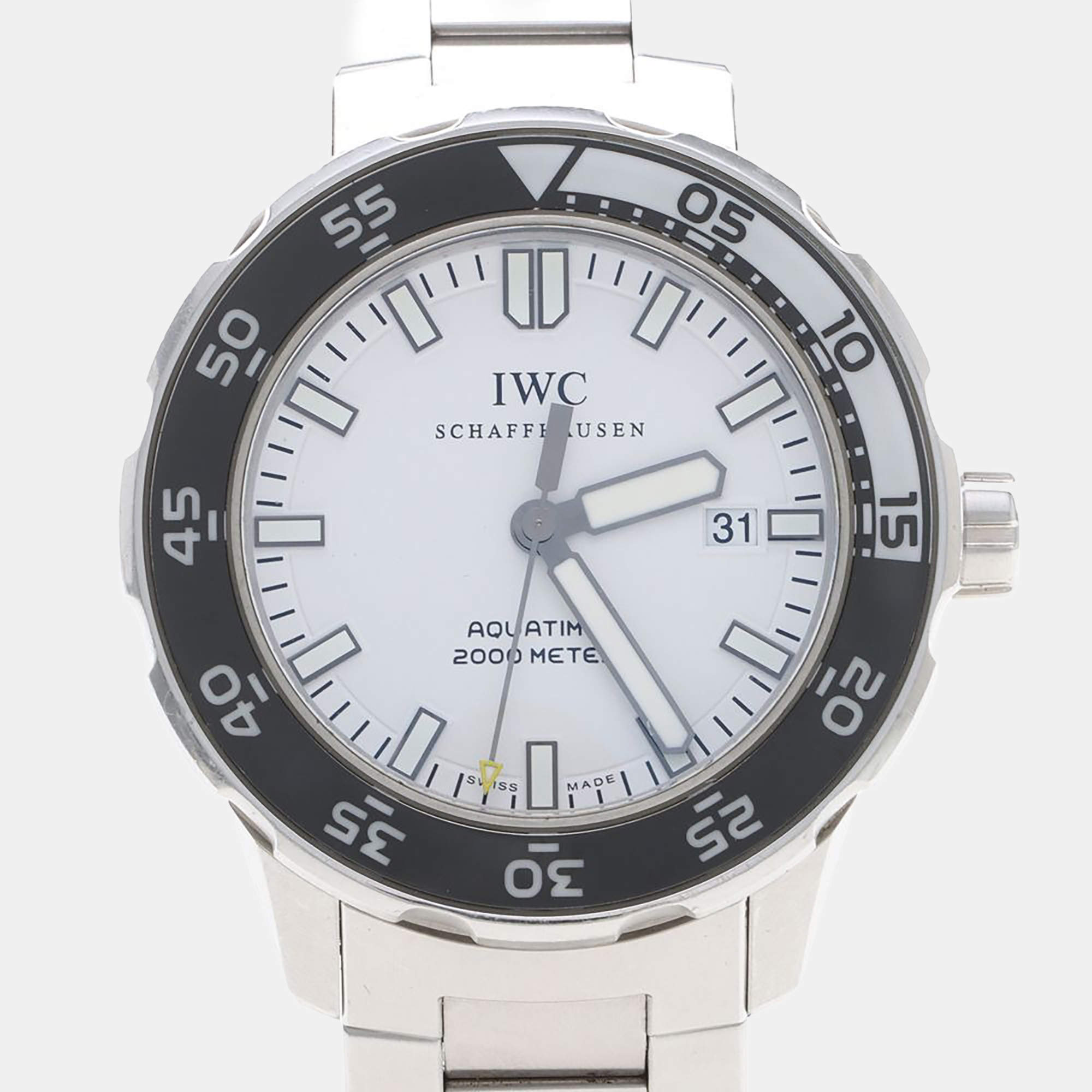 Pre Owned IWC Aquatimer IW356809 White Stainless Steel Automatic Men Wristwatch 44mm