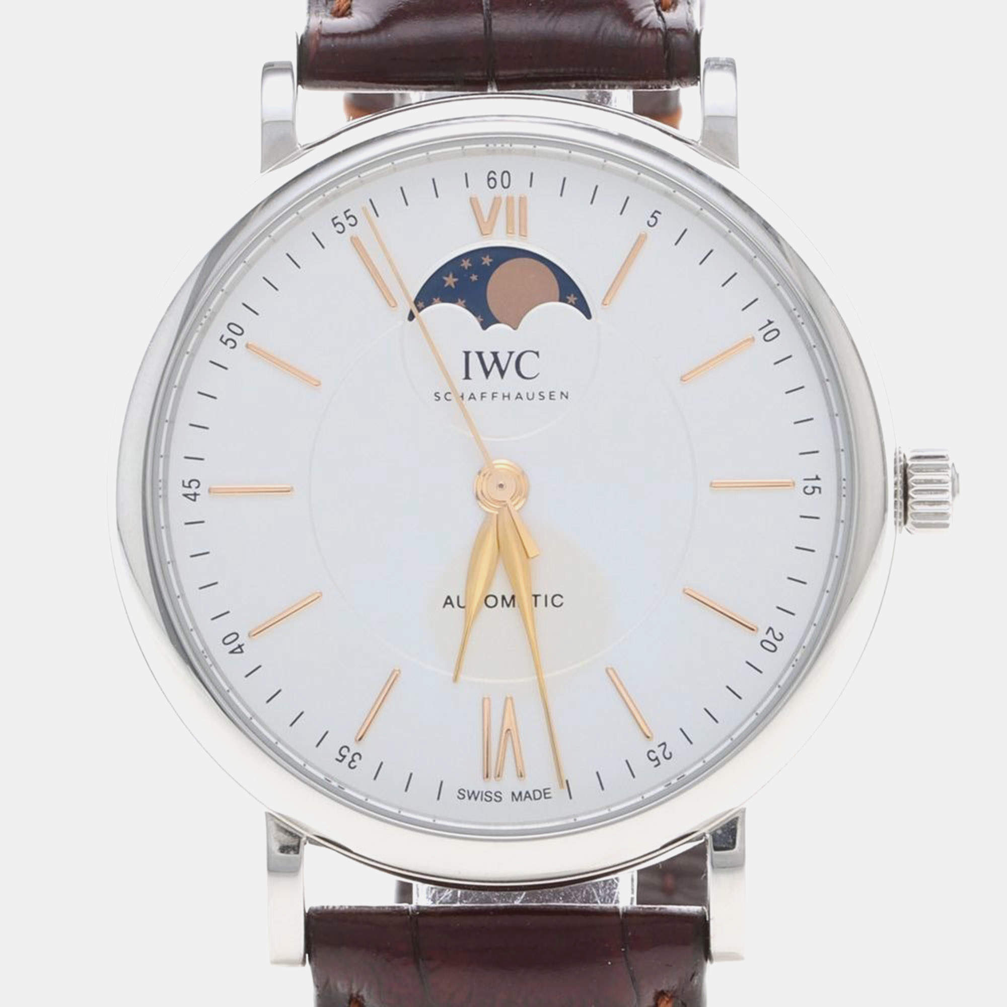 Pre Owned IWC Portofino IW459401 White Stainless Steel Automatic Men's Wristwatches 40mm