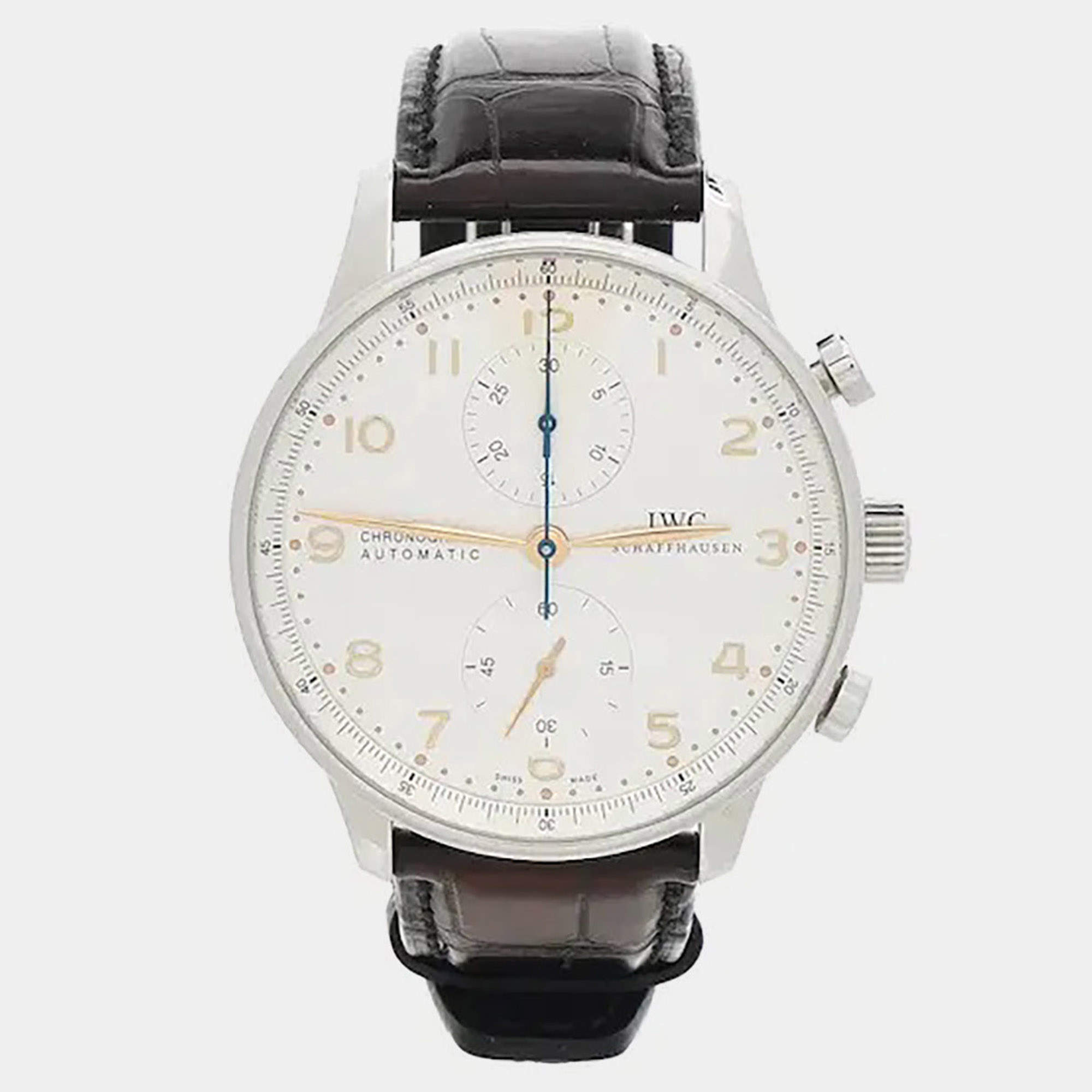 Pre Owned IWC Portugieser IW371445 White Stainless Steel Automatic Men's Wristwatch 41mm