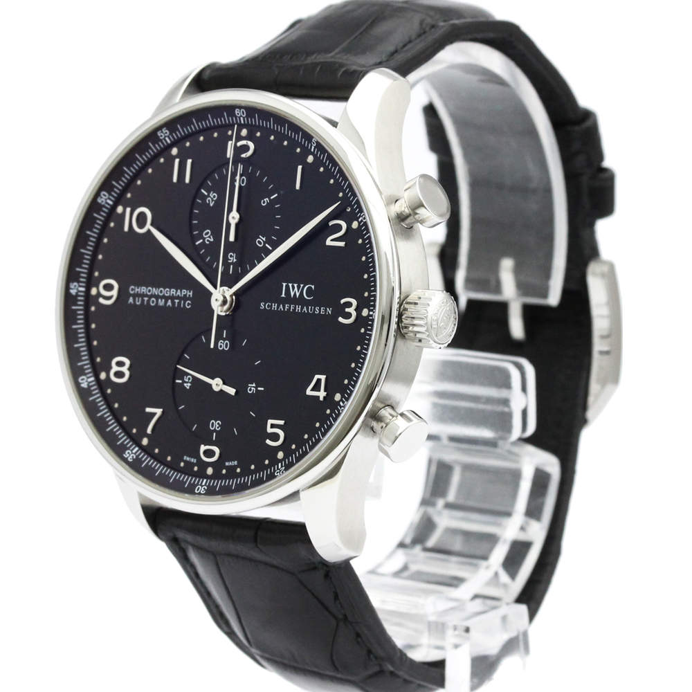 IWC Black Stainless Steel Portugieser Chronograph Automatic IW371438 Men's  Wristwatch 41 MM IWC | TLC