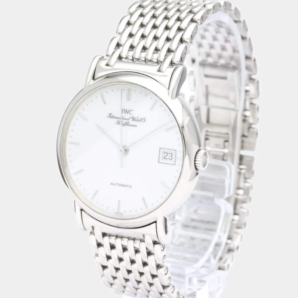 IWC White Stainless Steel Portofino IW351318 Automatic Men's Wristwatch 34 mm