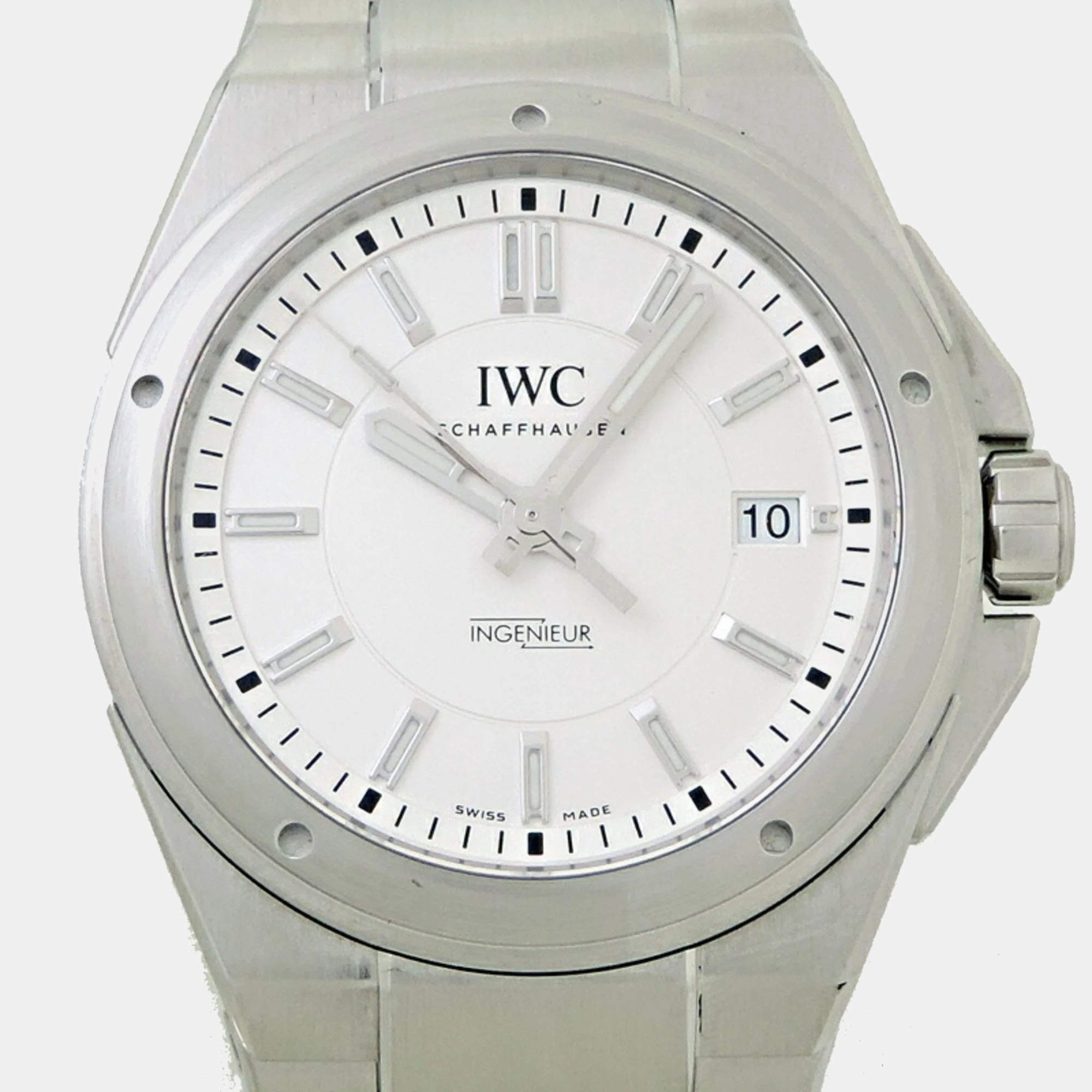 IWC White Stainless Steel Ingenieur IW323904 Men's Wristwatch 40mm 