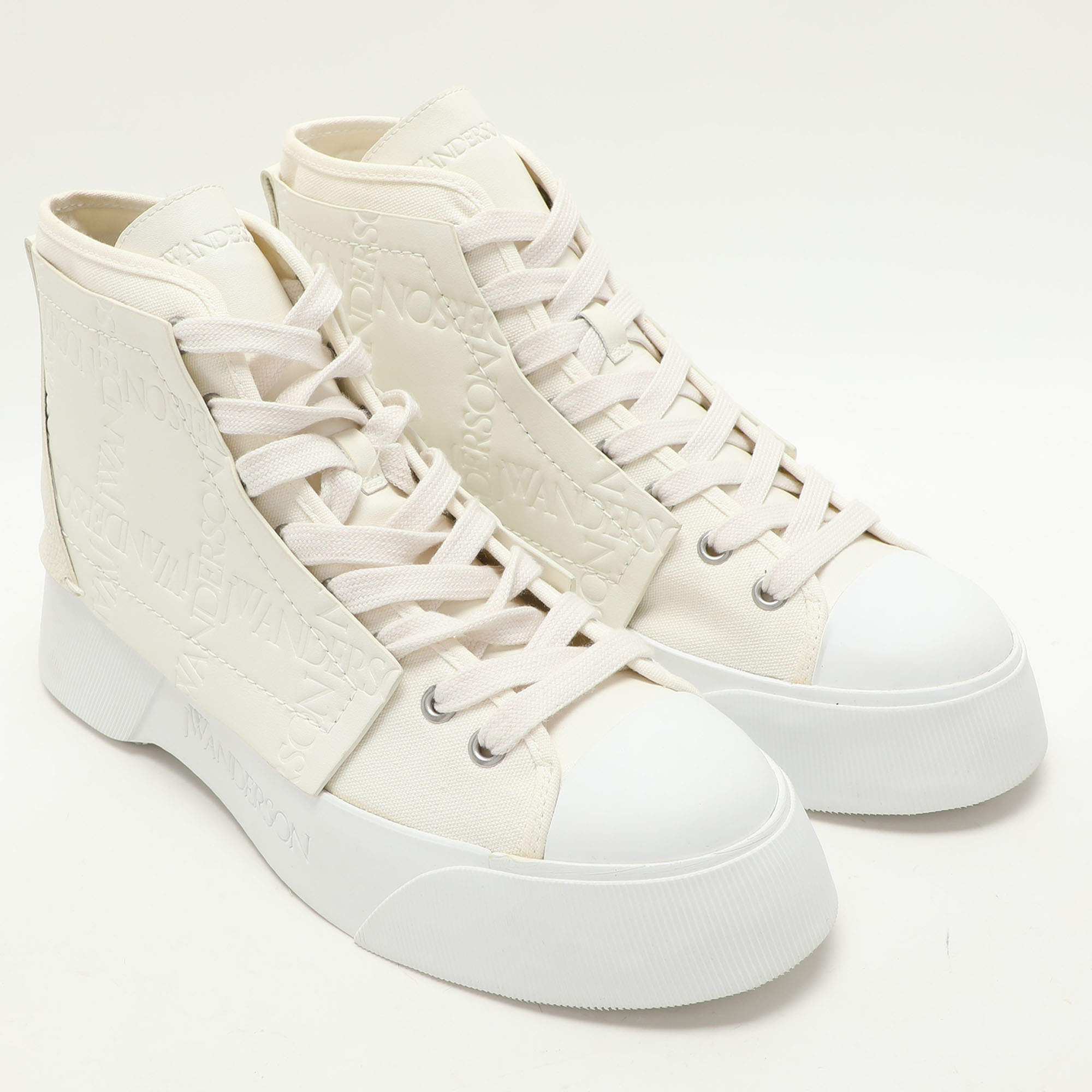 J.W.Anderson White Canvas Leather High Top Sneakers 44 J.W.