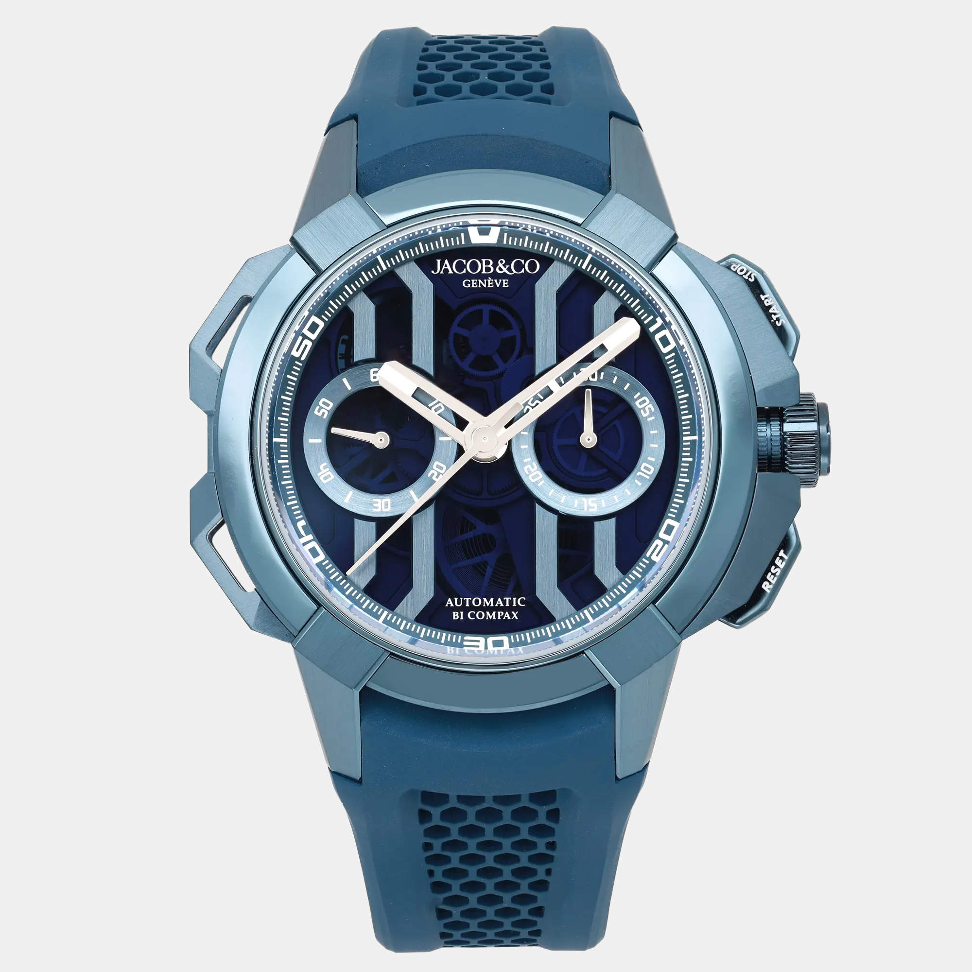 Pre Owned Jacob & Co Epic X Chrono EC400.22.AF.AA.A Automatic Blue Dial Titanium Men's Wristwatch 44 mm