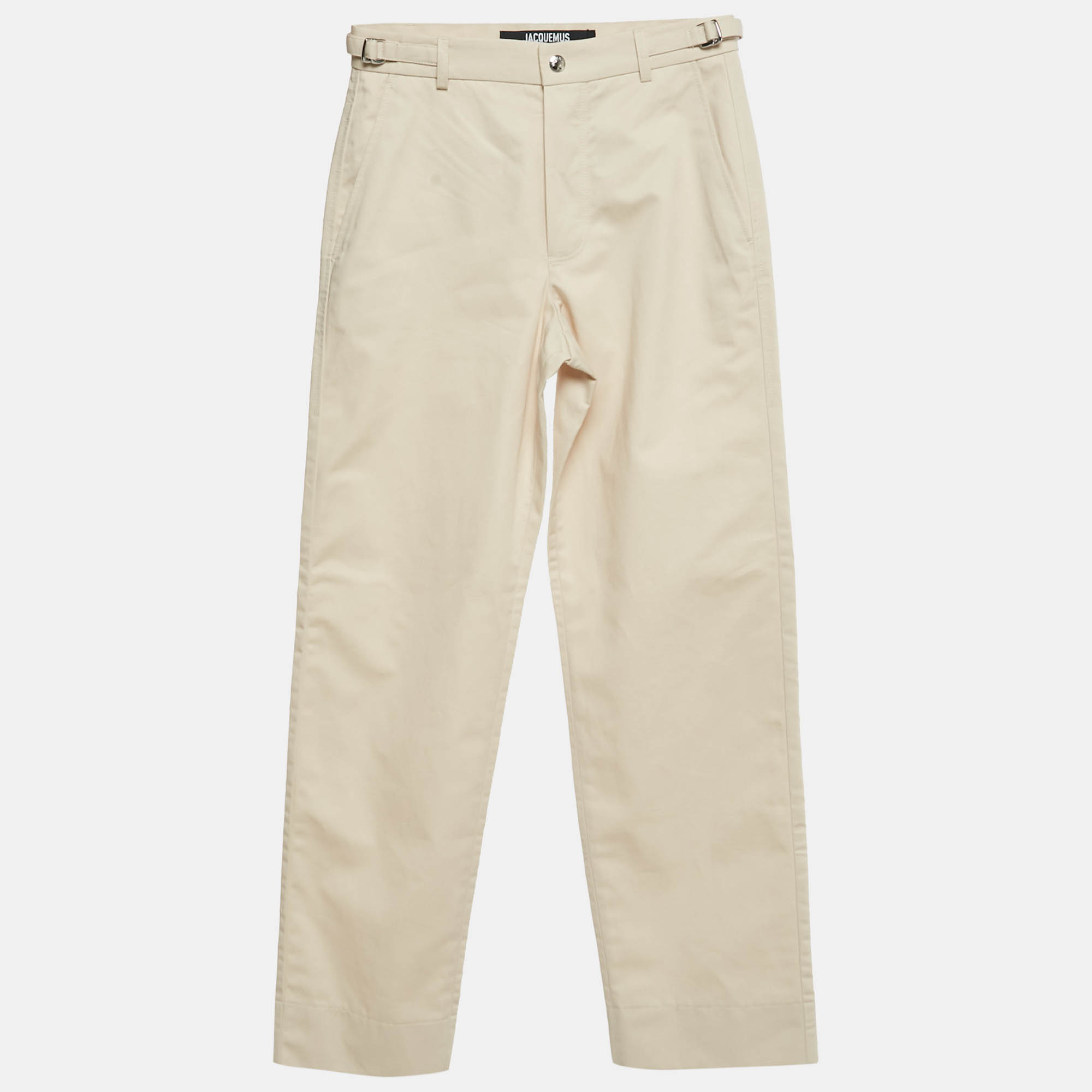 Pre Owned Jacquemus Beige Cotton Straight Leg Trousers XS