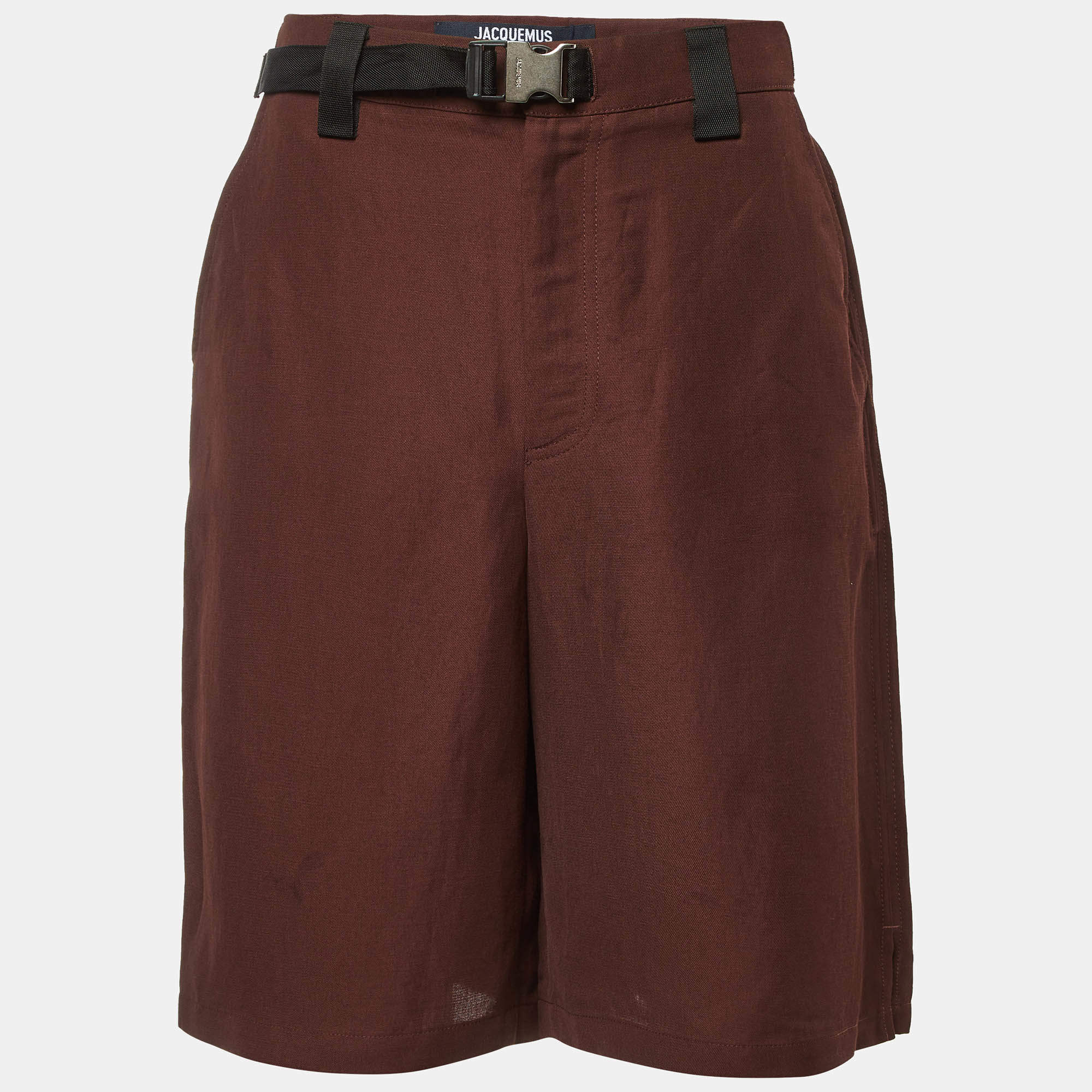 Pre Owned Jacquemus Brown Linen Blend Le Short Meio Shorts S