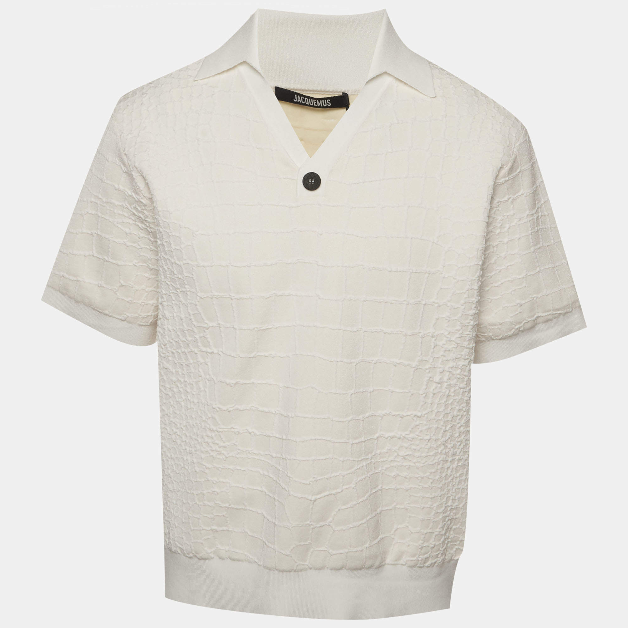 Pre Owned Jacquemus White Reptile Embossed Jersey T-Shirt L