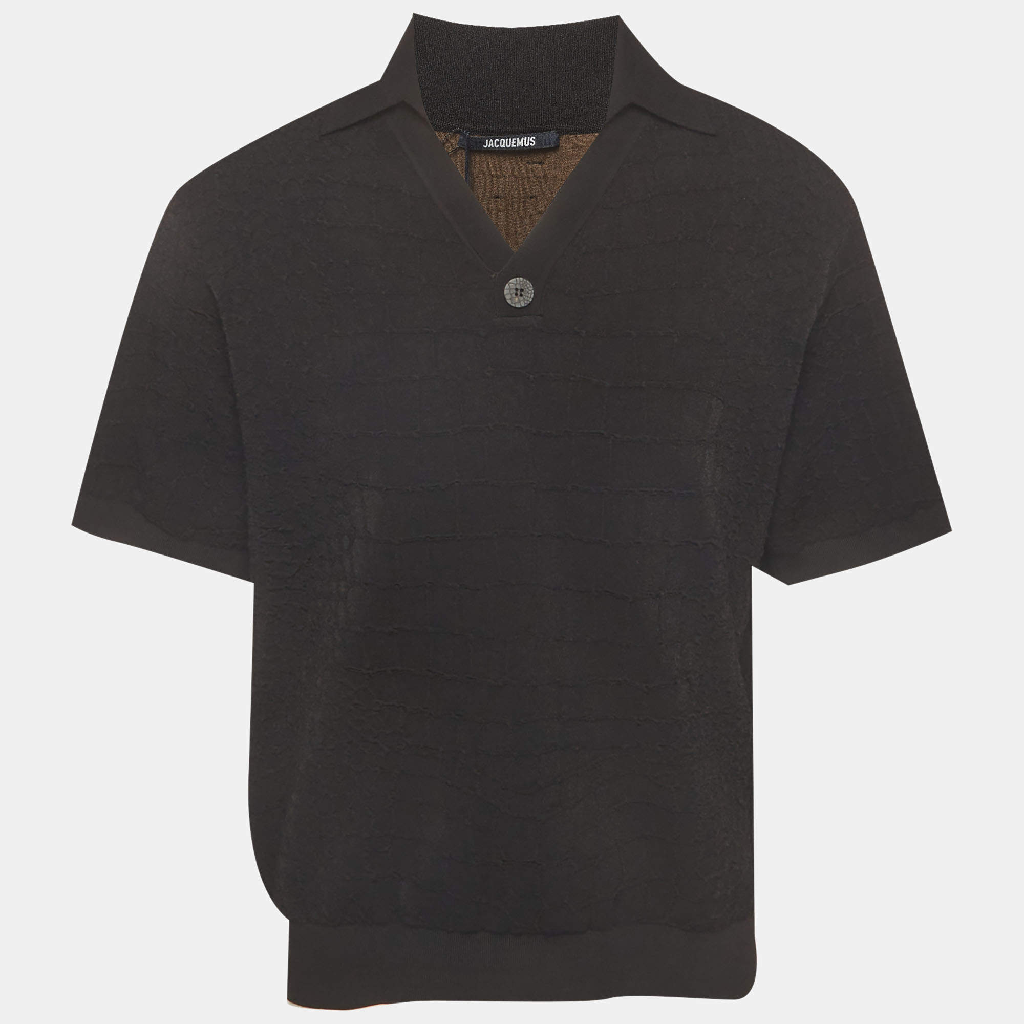 Pre Owned Jacquemus Black Jersey The Scala Polo Shirt L