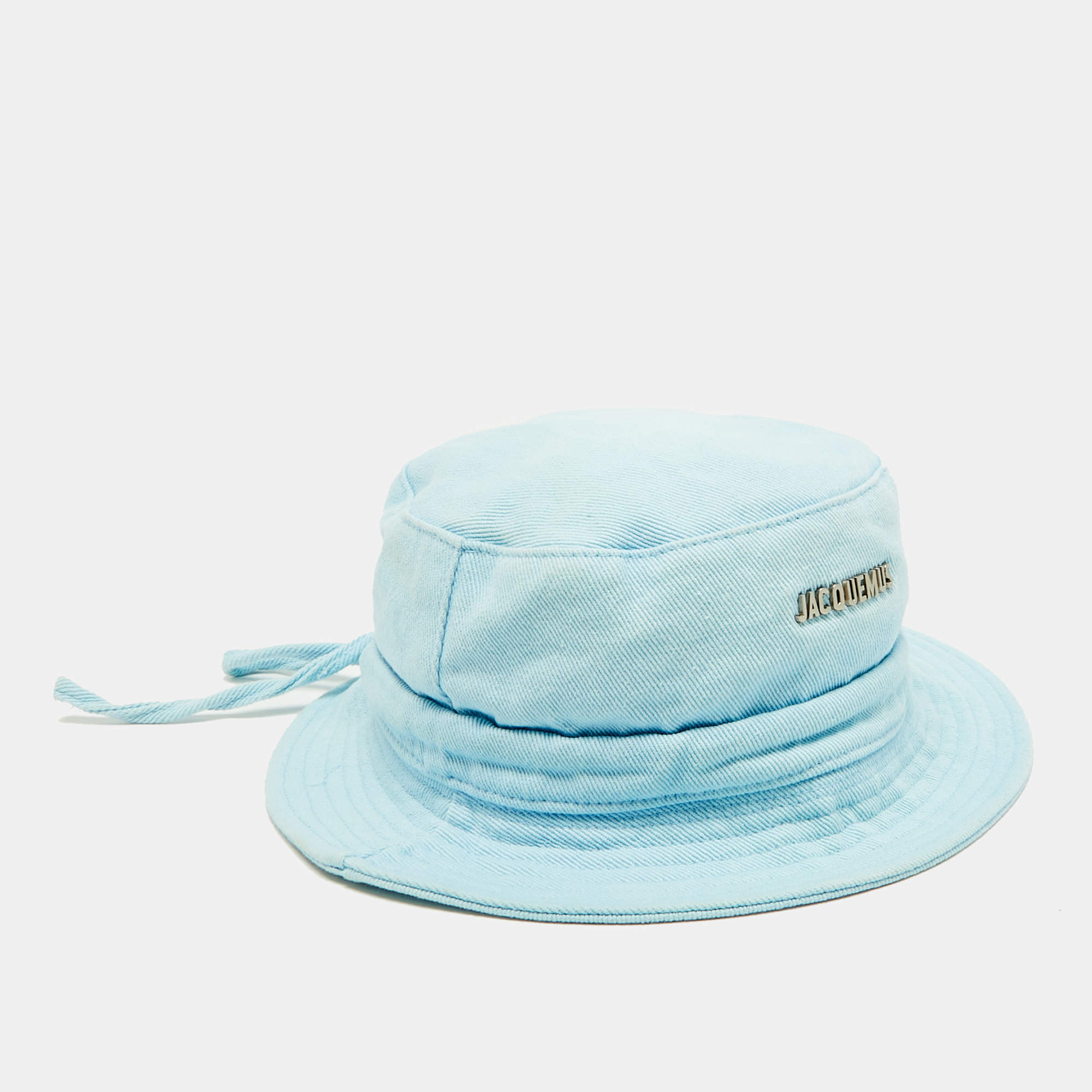 Pre Owned Jacquemus Blue Cotton Le Bob Gadjo Bucket Hat Size 58