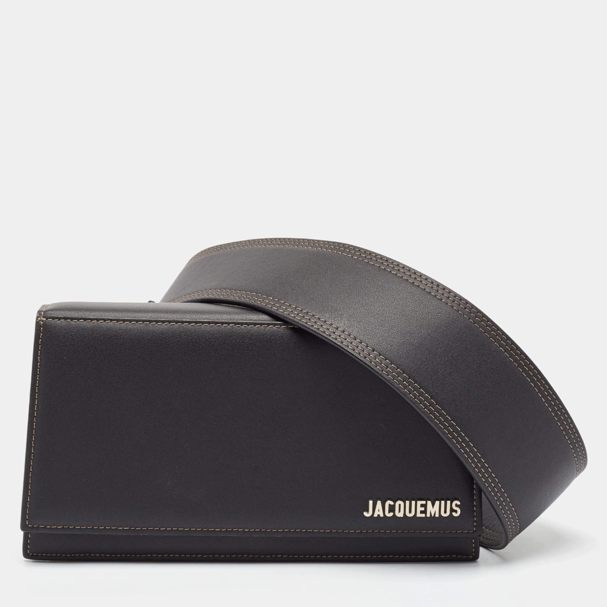 Jacquemus Black Leather Le Bambino Homme Bag