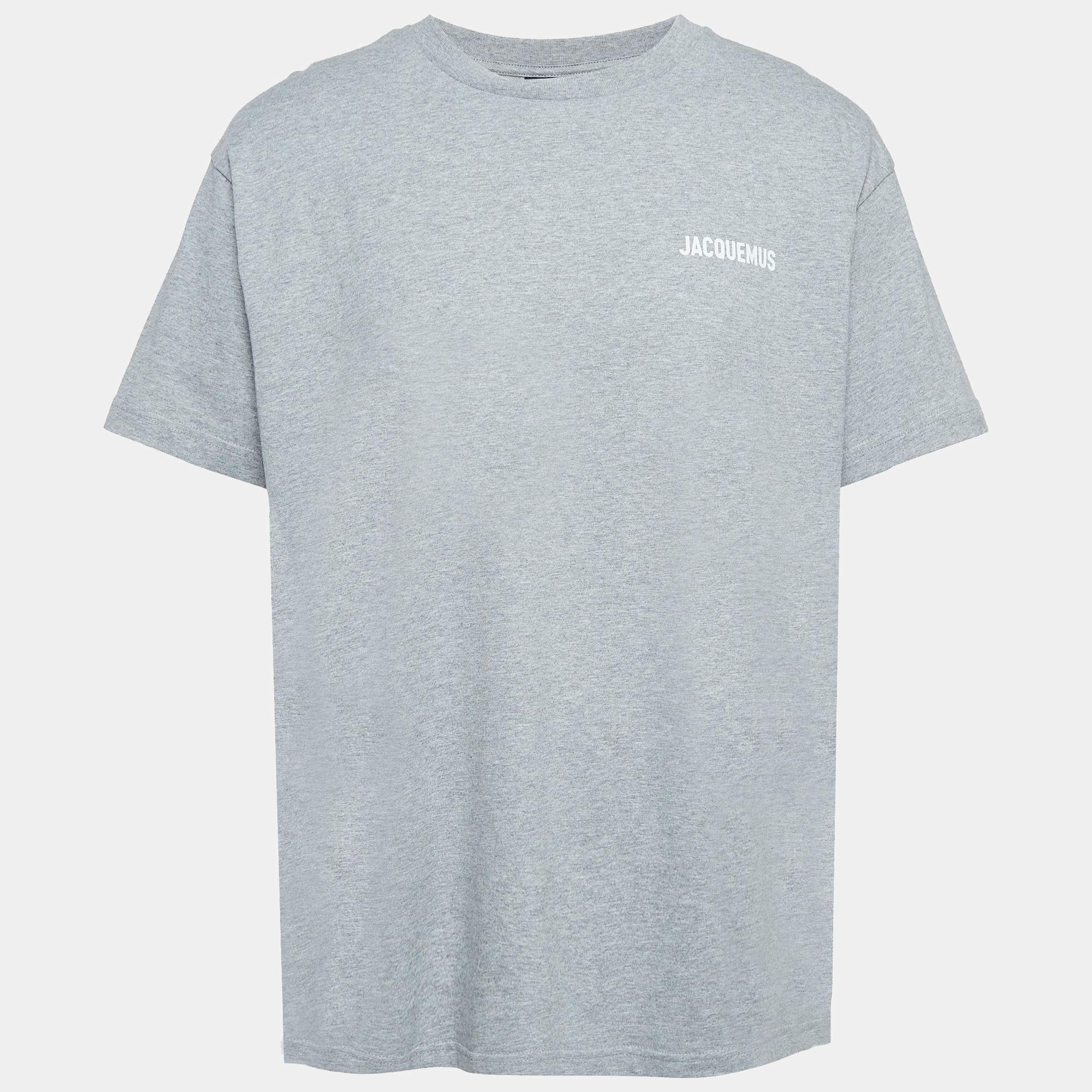 Jacquemus Grey Cotton Knit Crew Neck T-Shirt XL