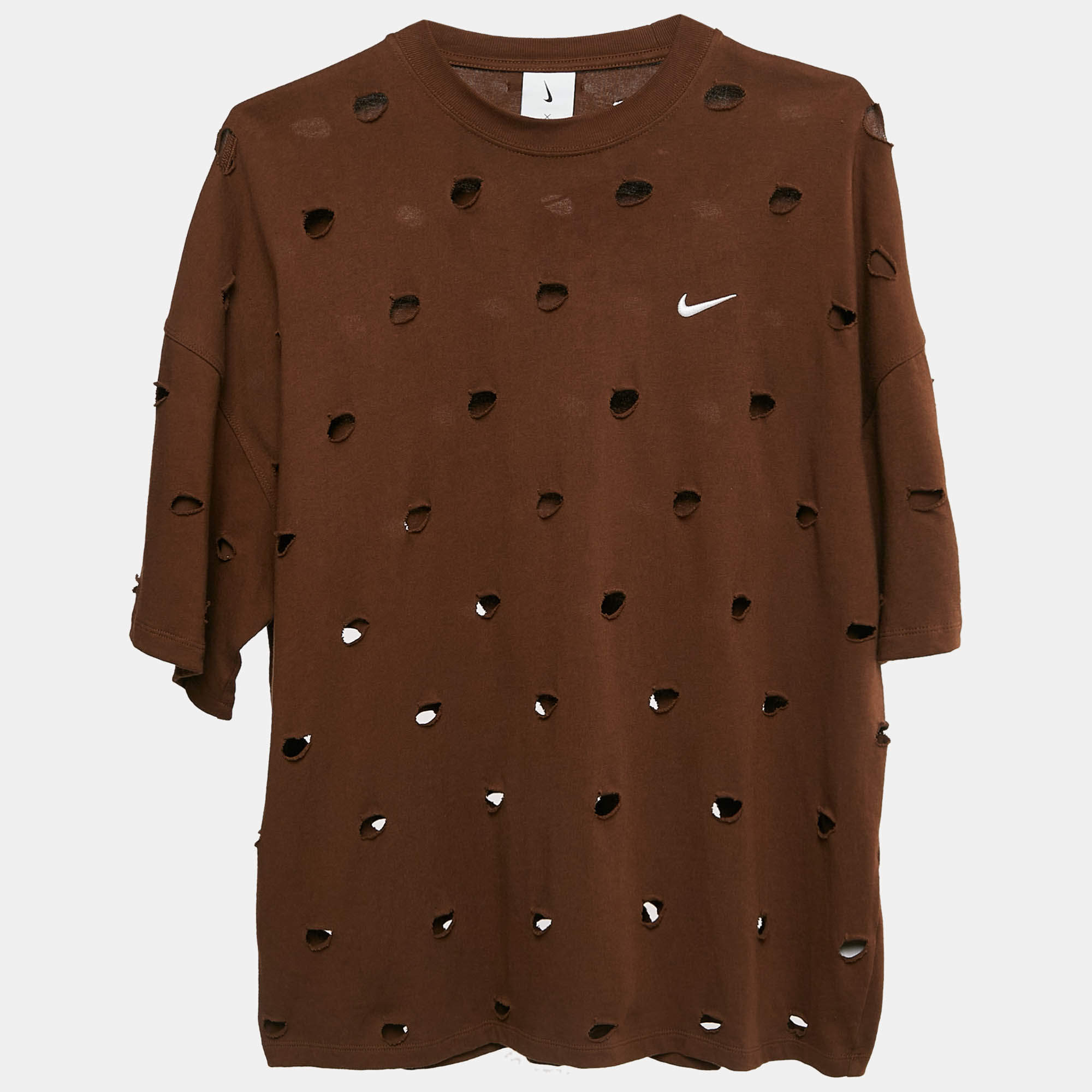 Pre Owned Jacquemus X Nike Brown Cutout Le Swoosh T-Shirt S