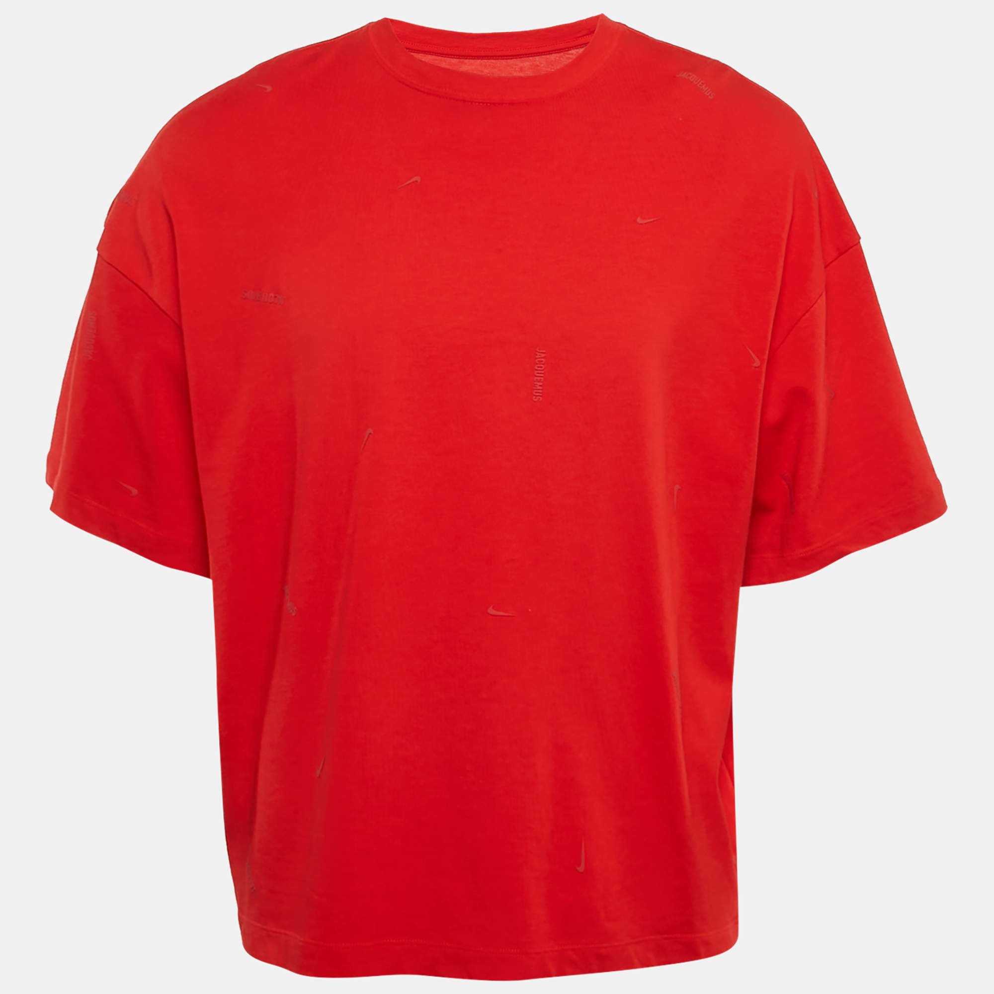 Jacquemus x Nike Red Logo Embossed Crew-Neck Oversized T-Shirt S
