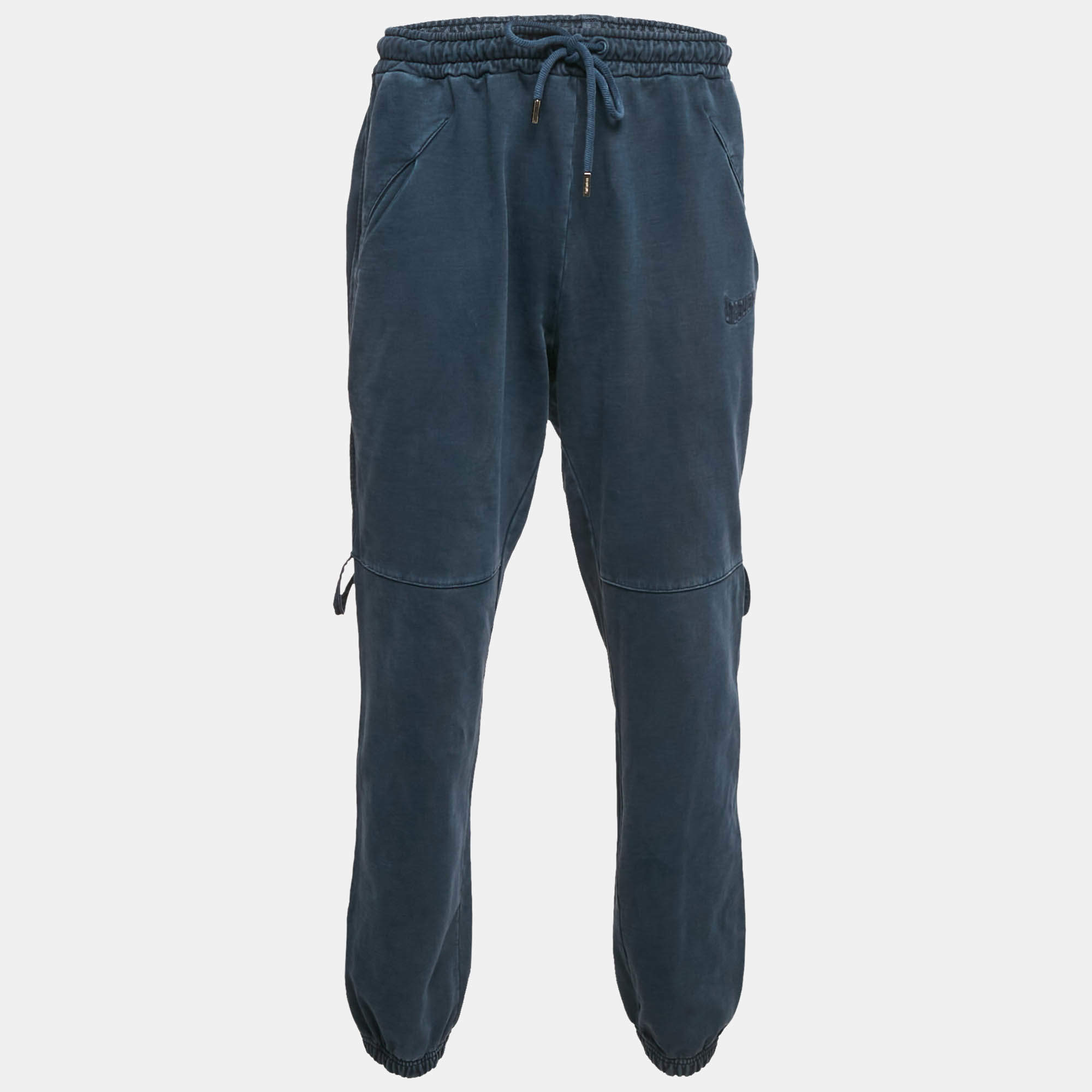 Jacquemus Navy Blue Logo Embroidered Cotton Knit Trackpants L