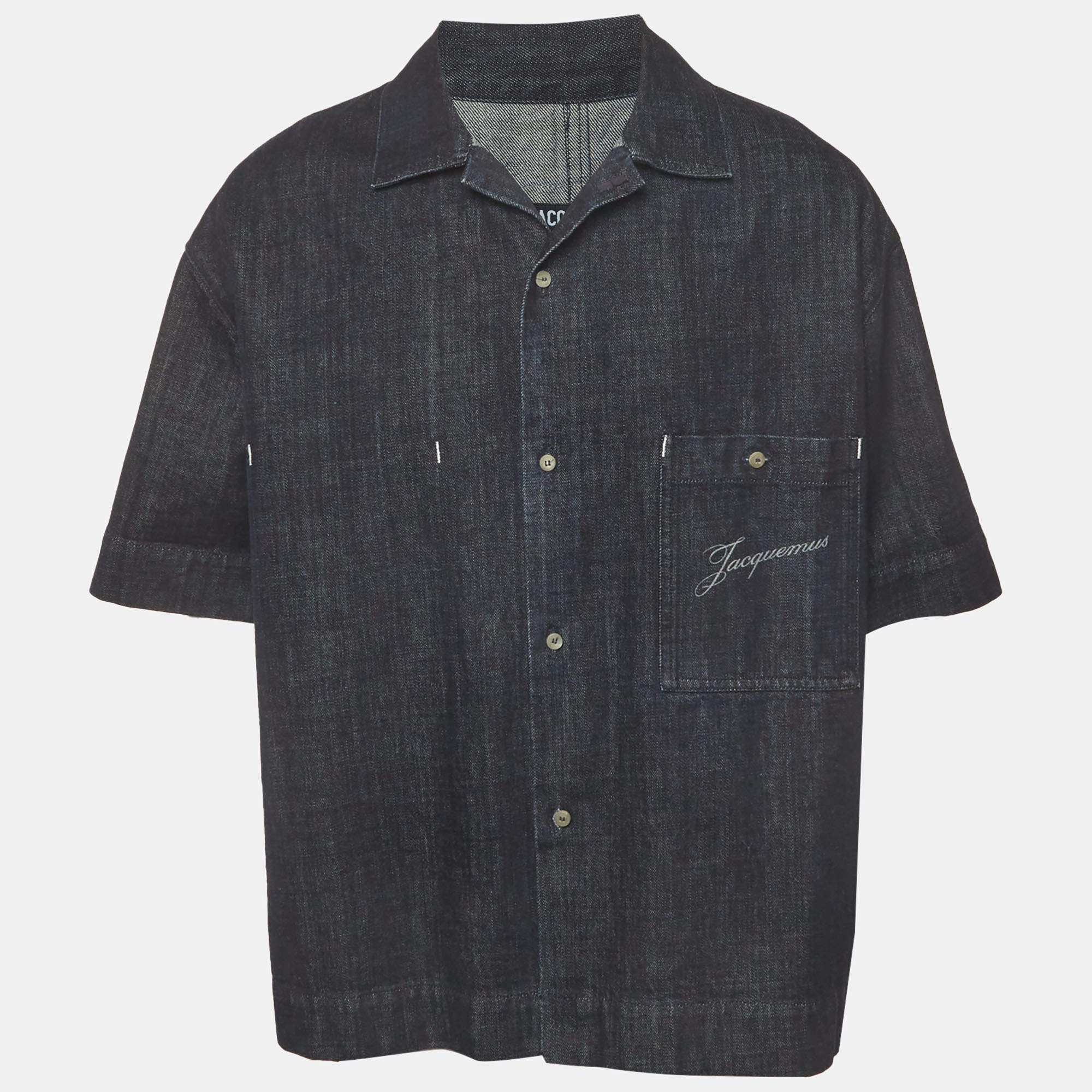 مملوكة مسبقًا Jacquemus Blue Denim Short Sleeve Shirt L