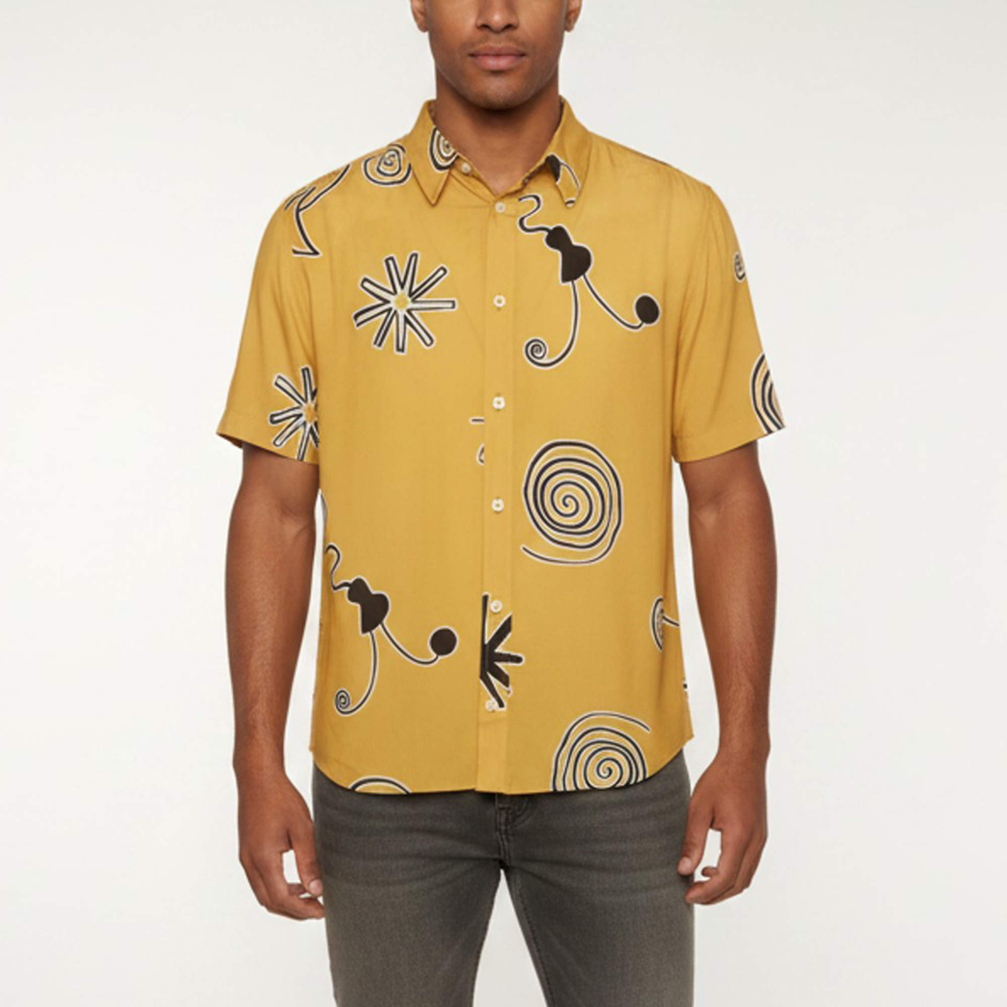Pre Owned Jacquemus Yellow Arty Spiral Print Viscose Lawn La chemise Melo Shirt S