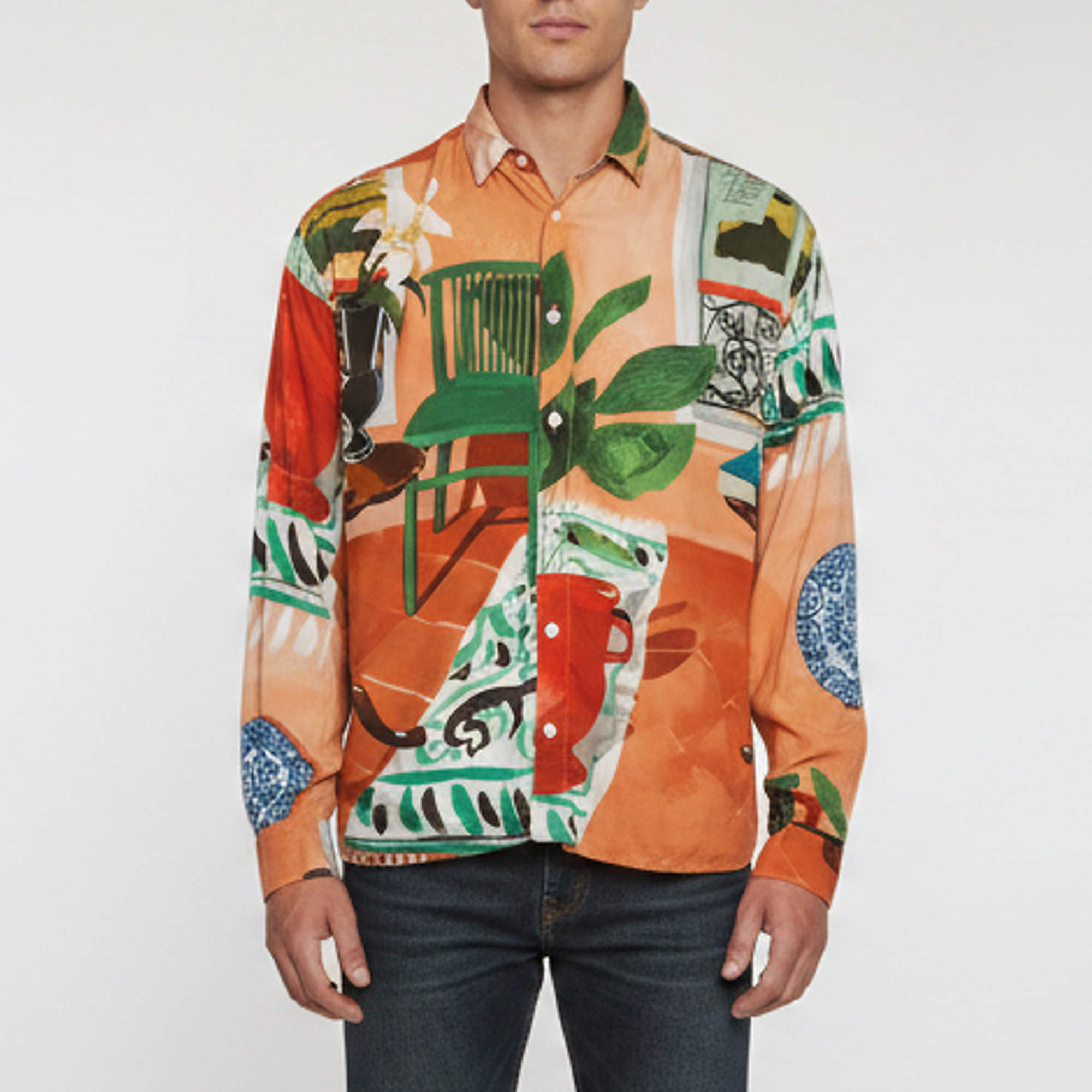 Pre Owned Jacquemus Orange Les Peintures Print Lawn La Chemise Henri Shirt M