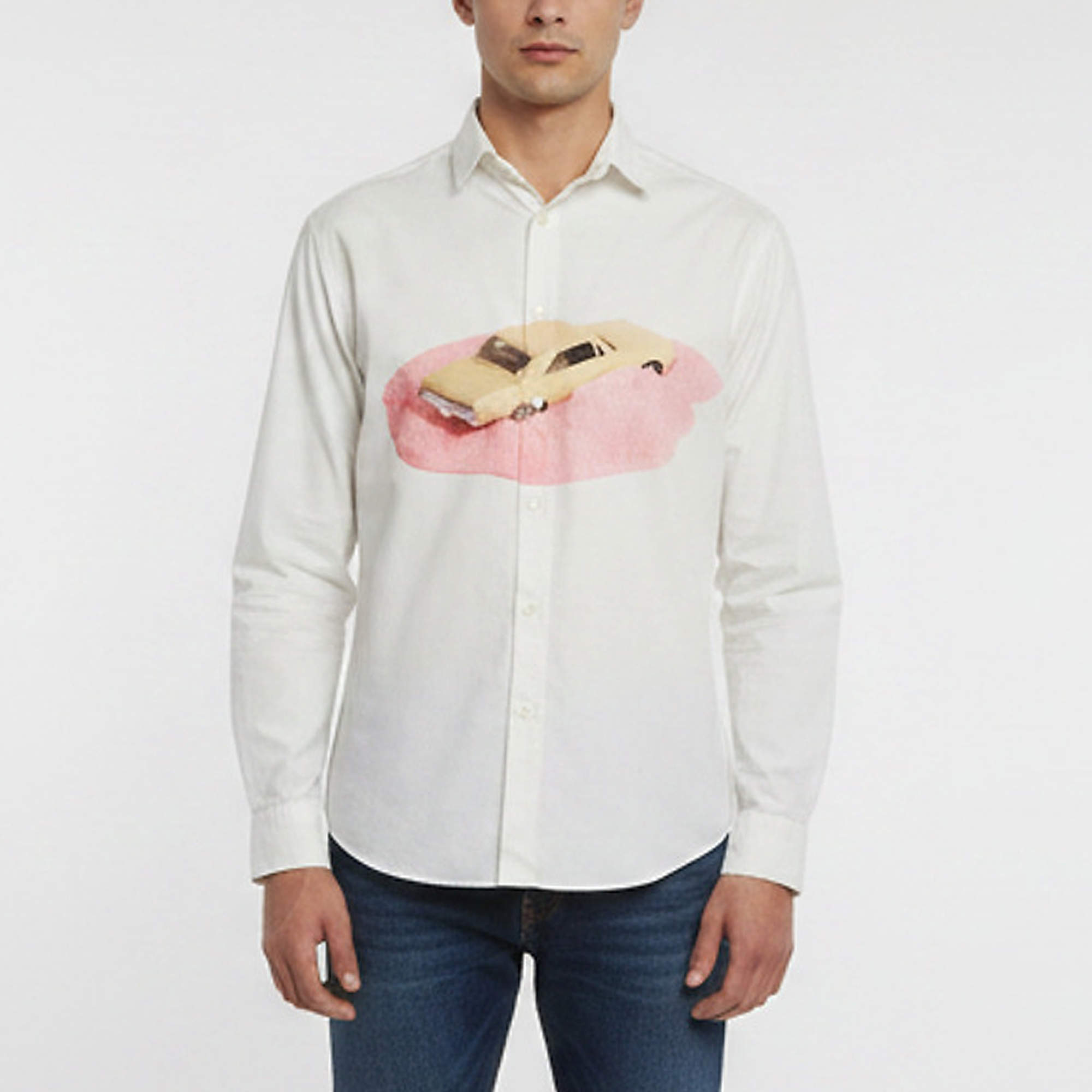 Pre Owned Jacquemus White Car Graphic Cotton La Chemise Henri Shirt S