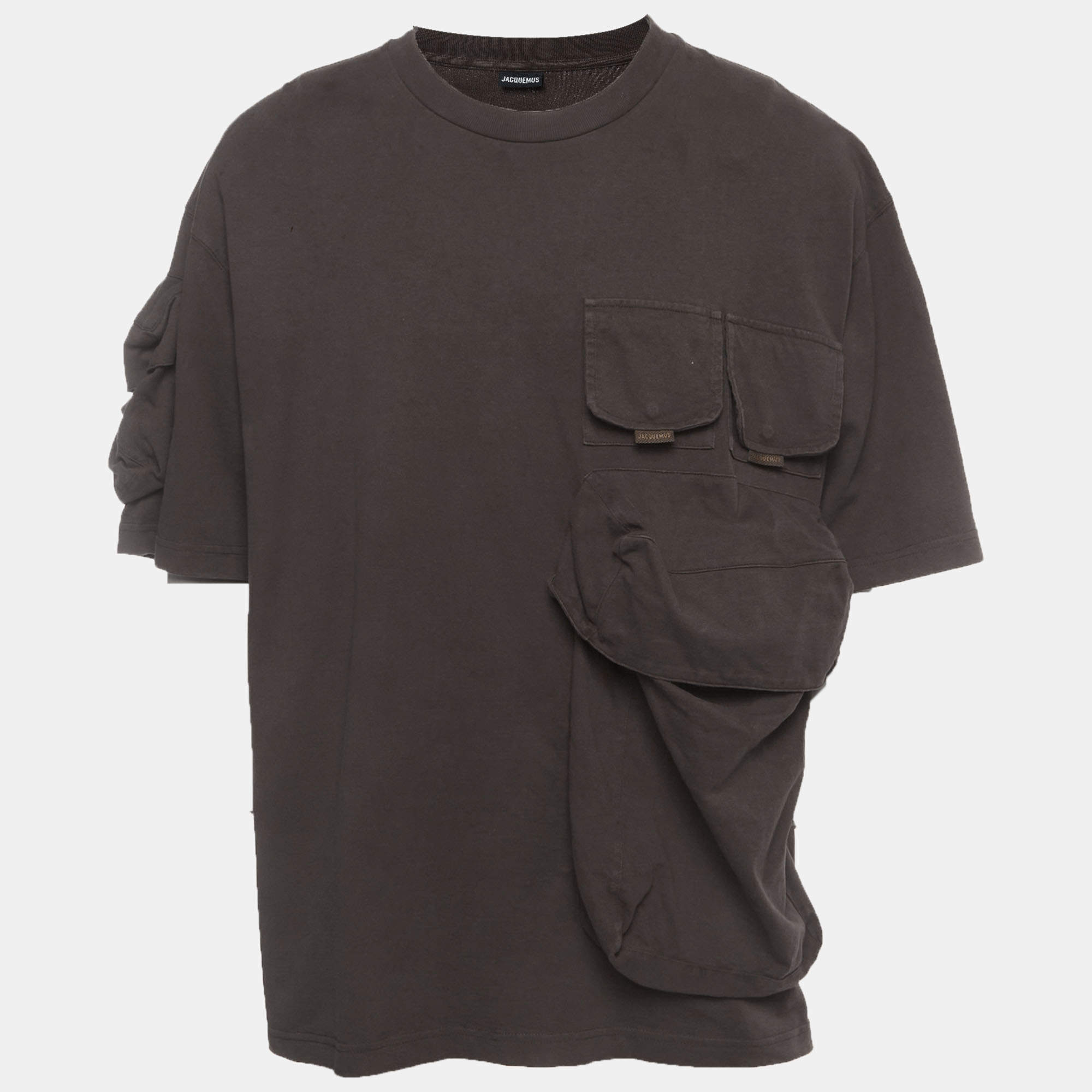 Pre Owned Jacquemus Brown Jersey Oversized Utility T-Shirt XXL