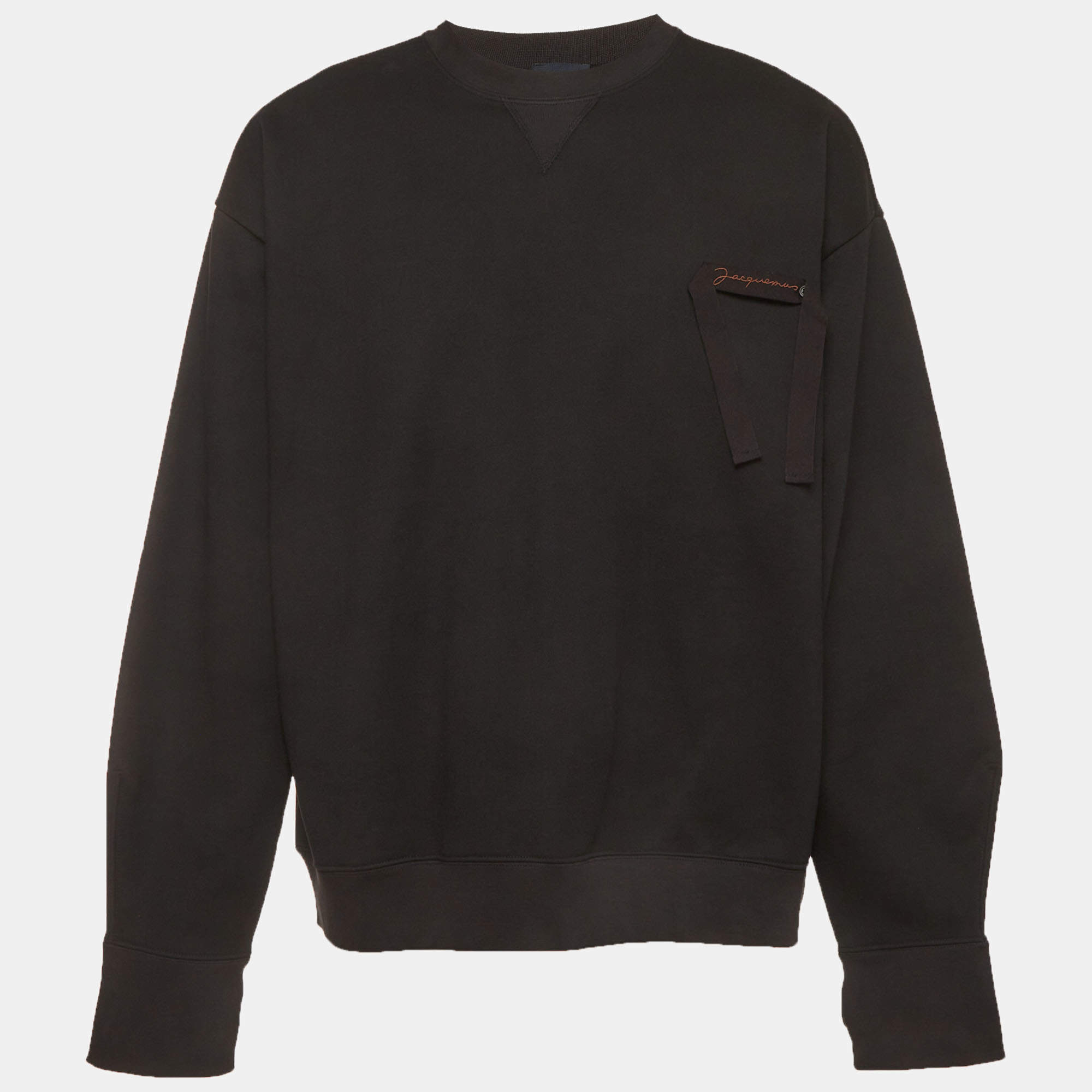 مملوكة مسبقًا Jacquemus Black Logo Embroidered Jersey Sweatshirt XXL