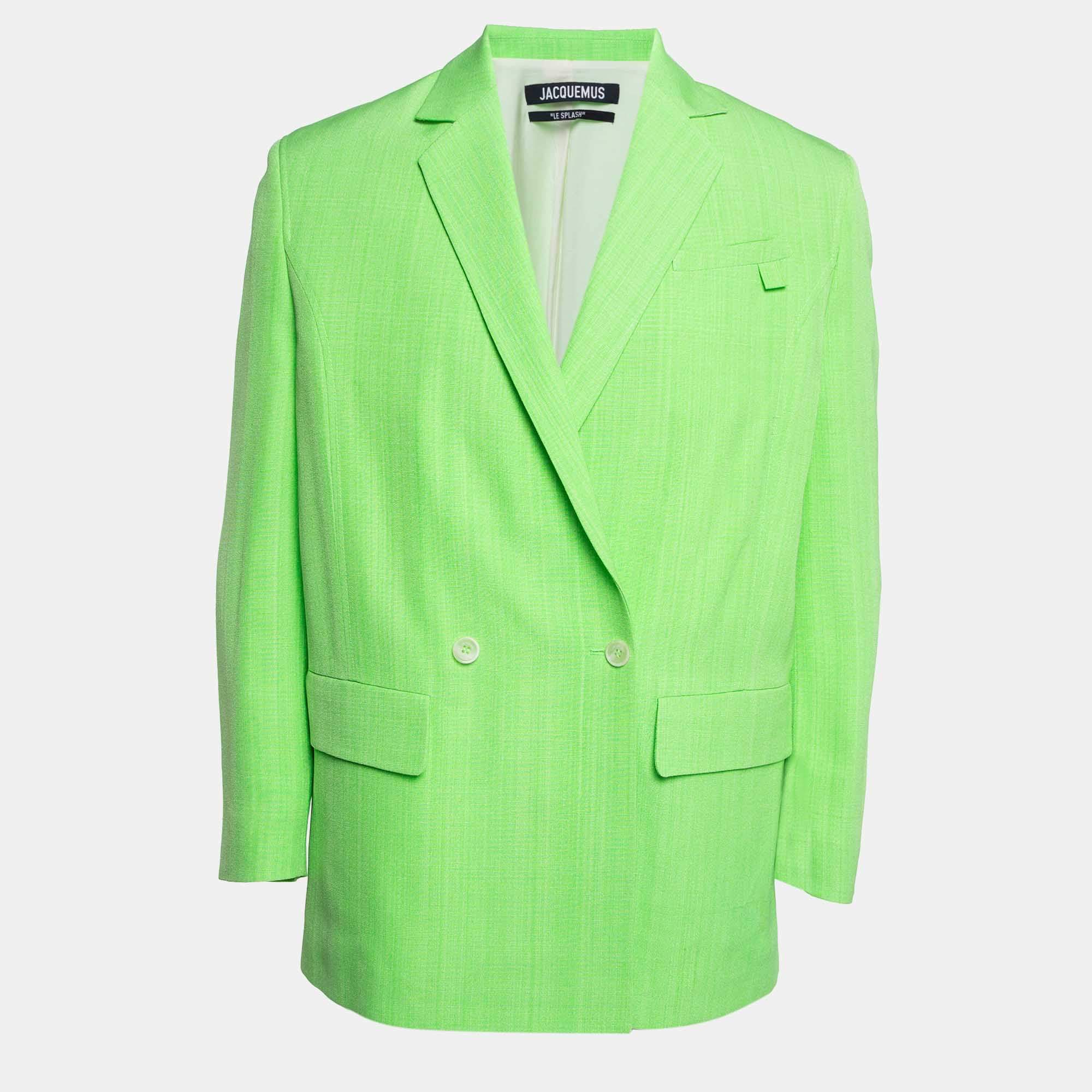 Jacquemus Neon Green Silk Blend La Veste Blazer S