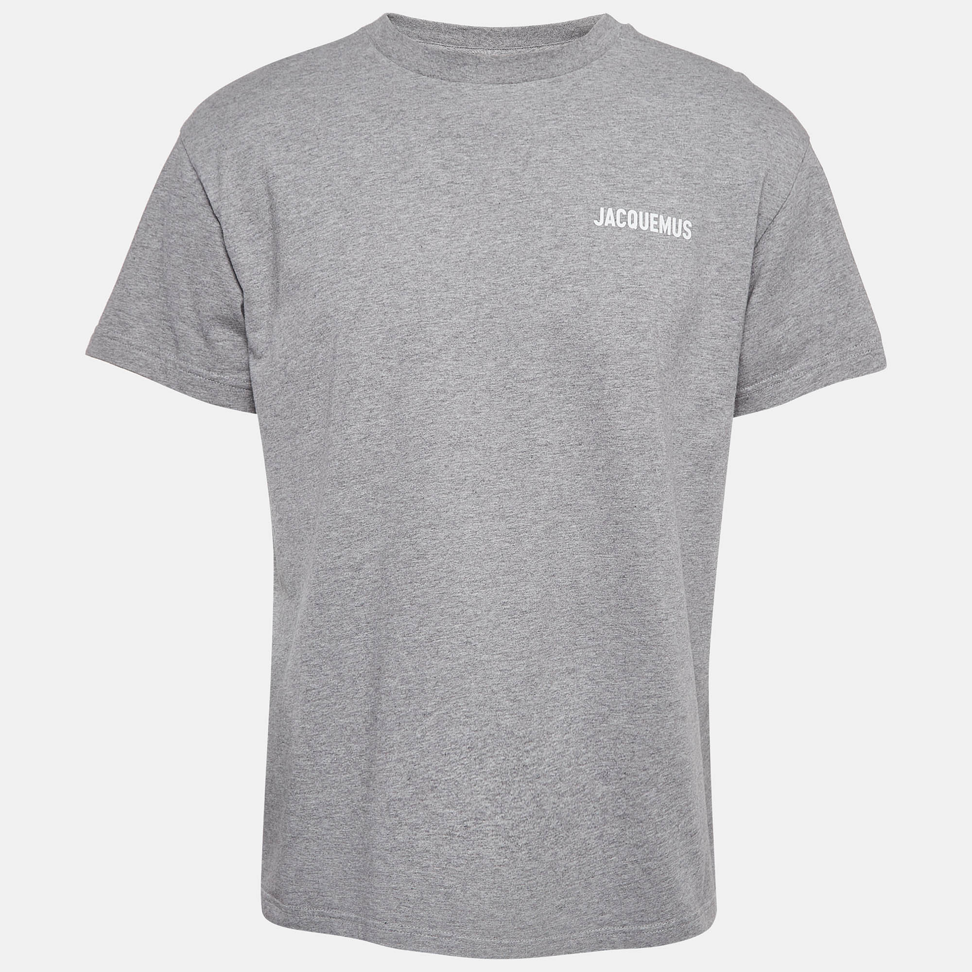 Pre Owned Jacquemus Grey Printed Cotton Knit T-shirt L