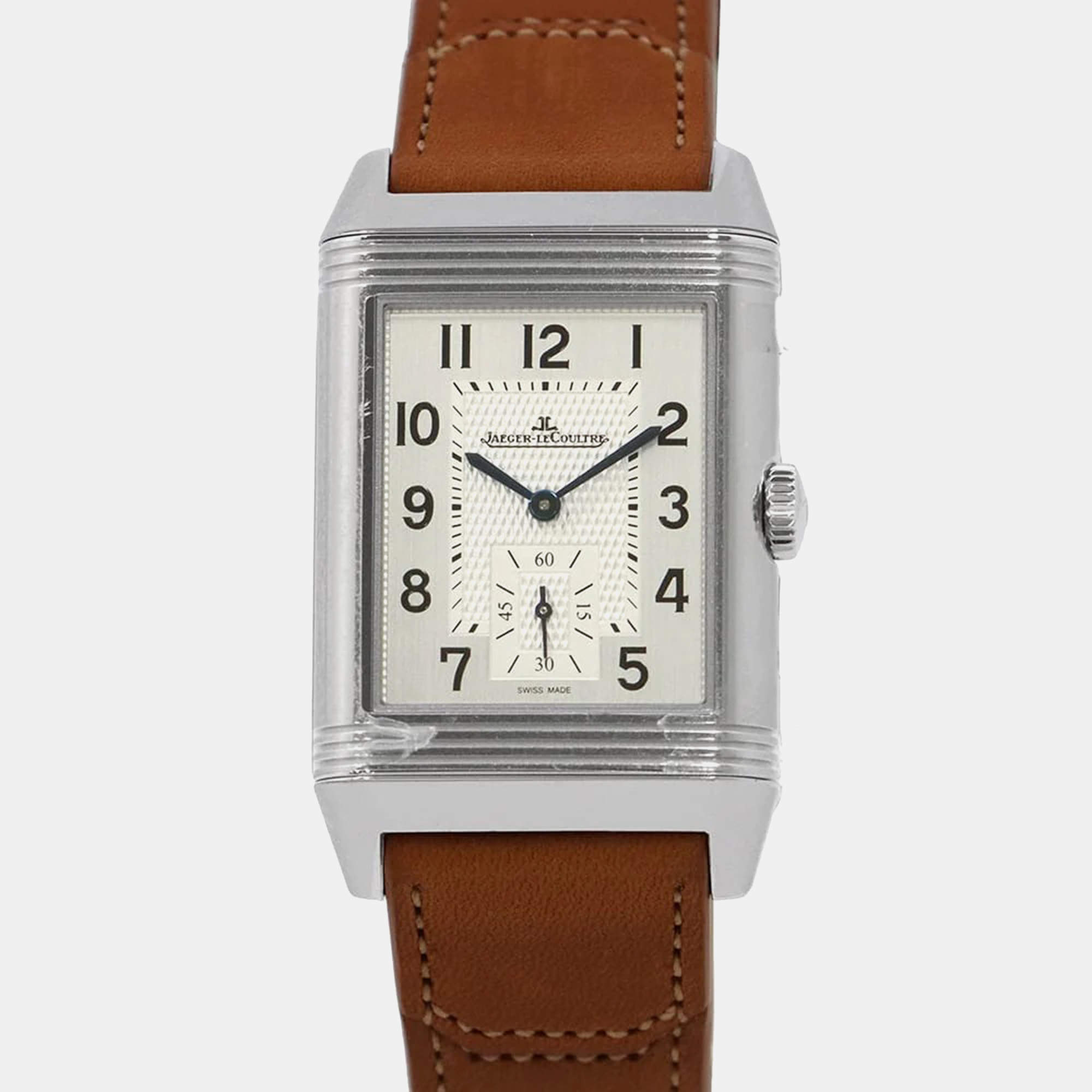 Jaeger LeCoultre White Stainless Skill Reverso Duoface Q3848423 Manual Winding Men's Wristwatch 47mm