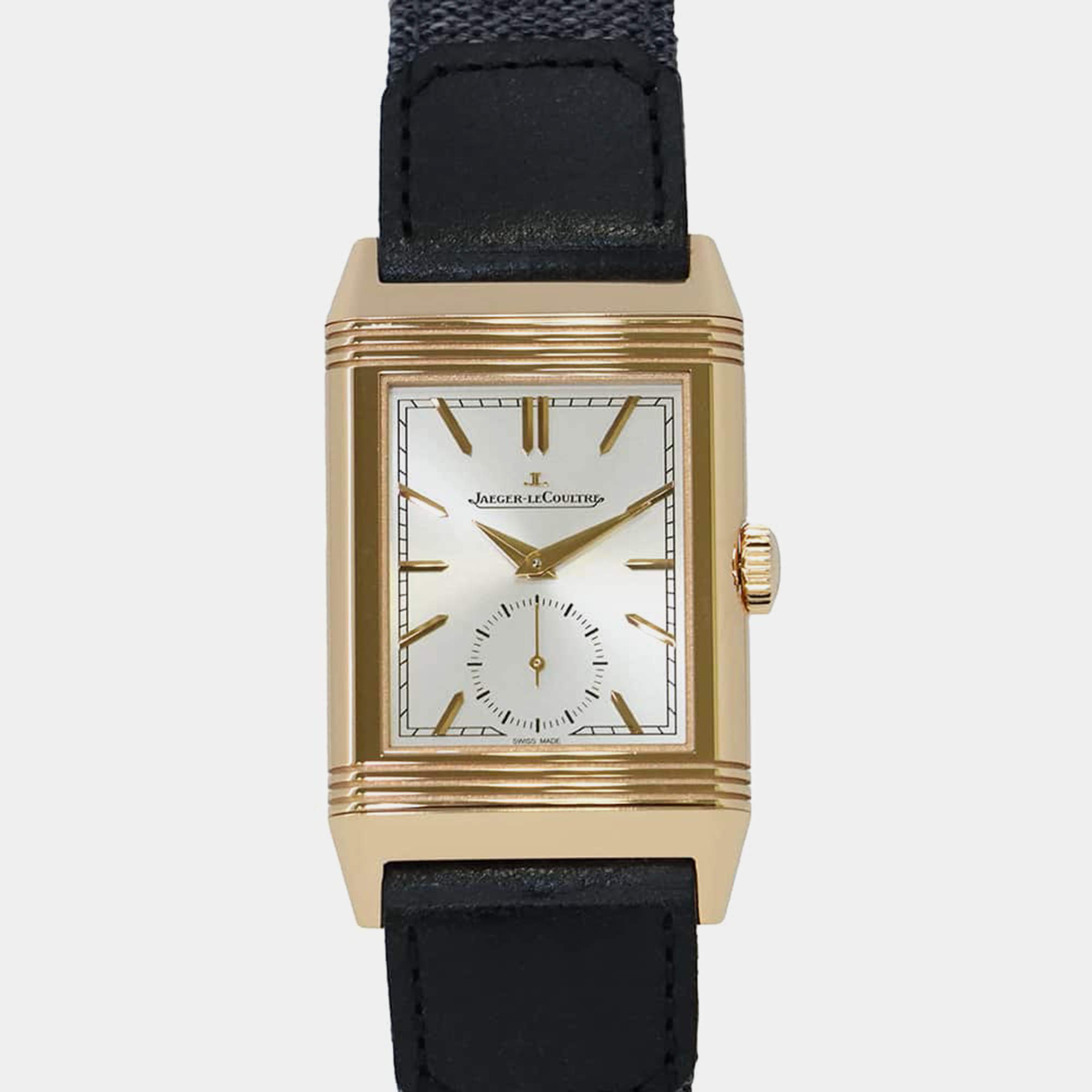 Jaeger LeCoultre Silver 18k Rose Gold Reverso Tribute Q7132521 Manual Winding 27 mm 