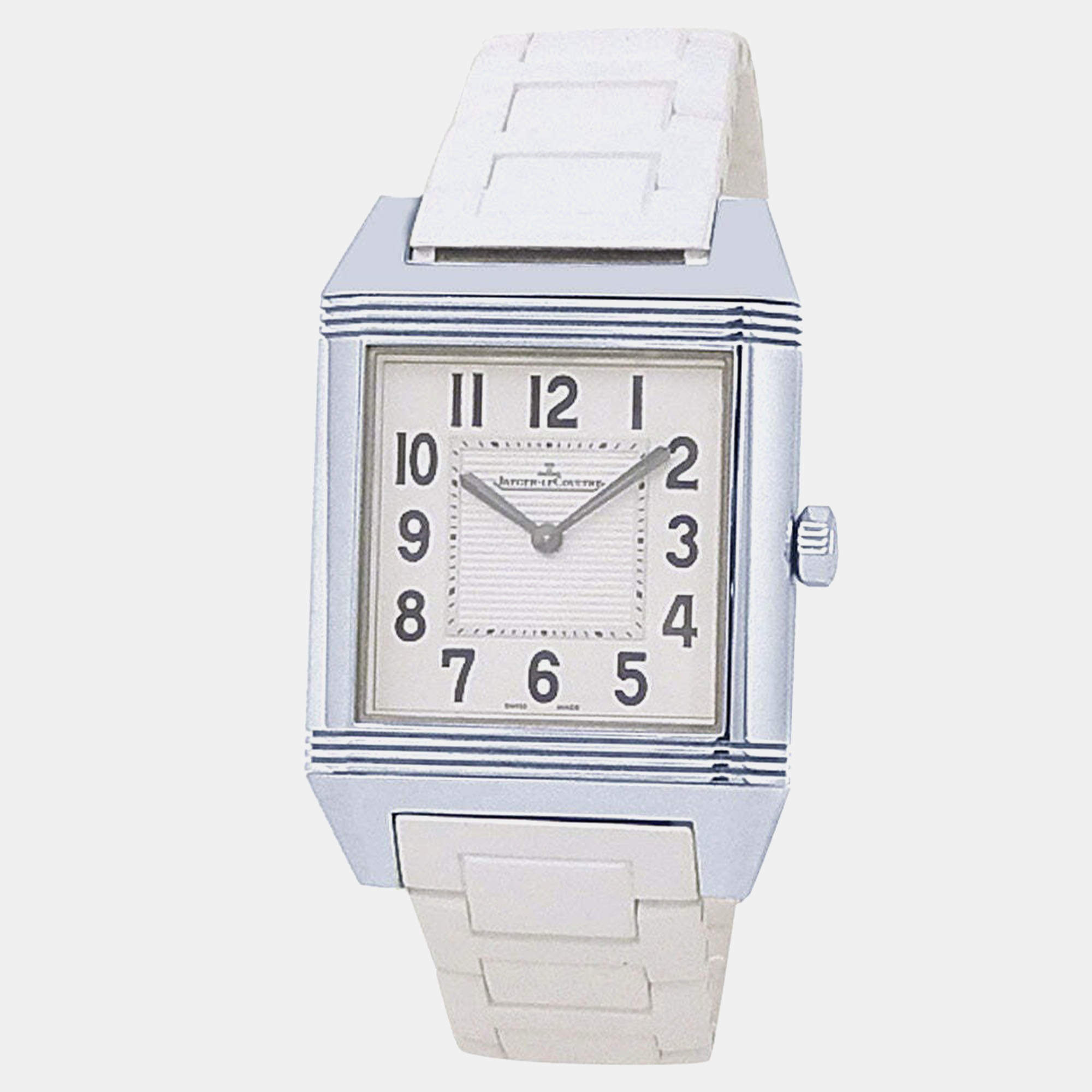 Pre Owned Jaeger LeCoultre Reverso Squadra Q7068720 Quartz White Stainless Steel Men's Wristwatch 31 mm