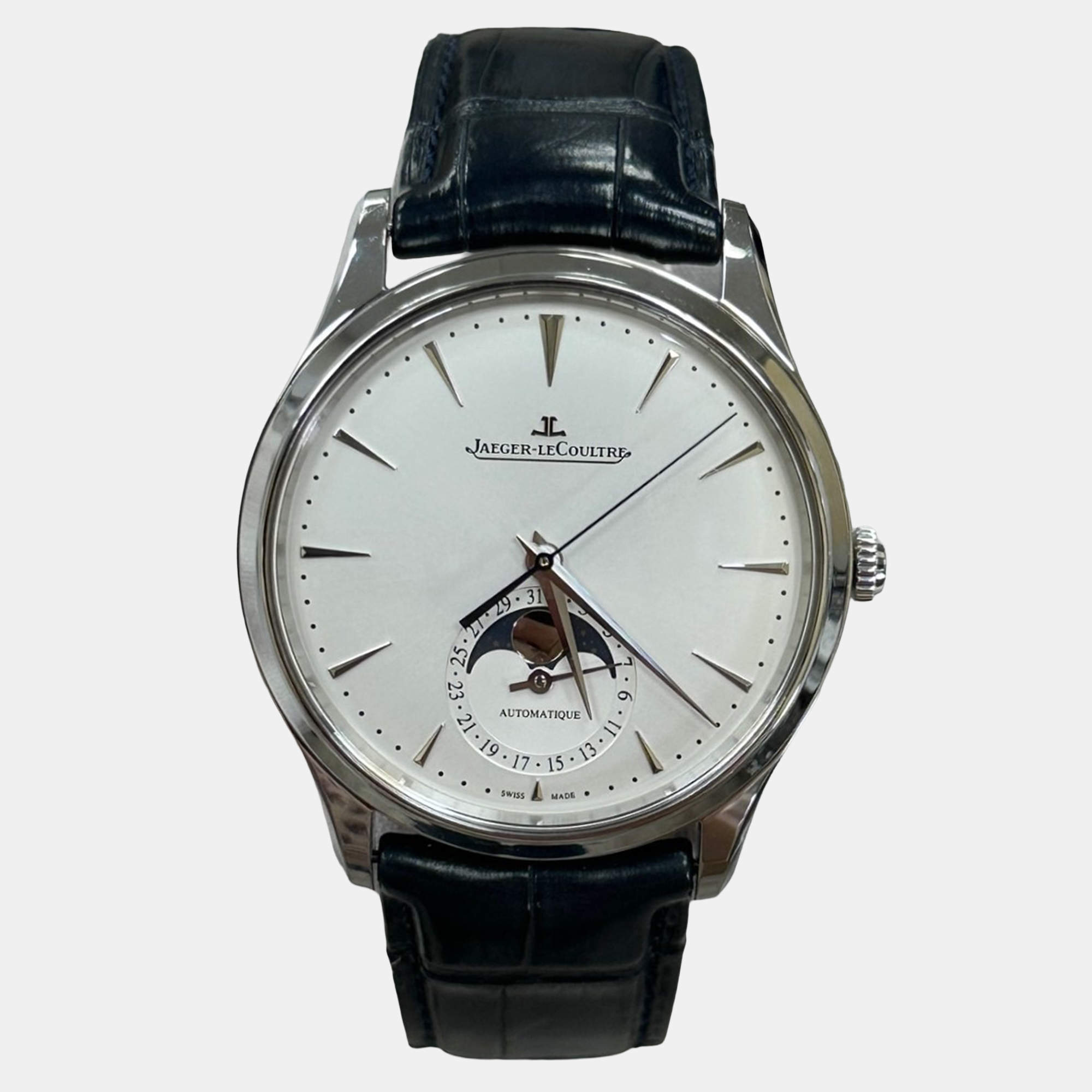 Pre Owned Jaeger-LeCoultre Master Ultra Thin Moonphase Q1368430 Automatic Silver Stainless Steel Men's Wristwatch 39 mm