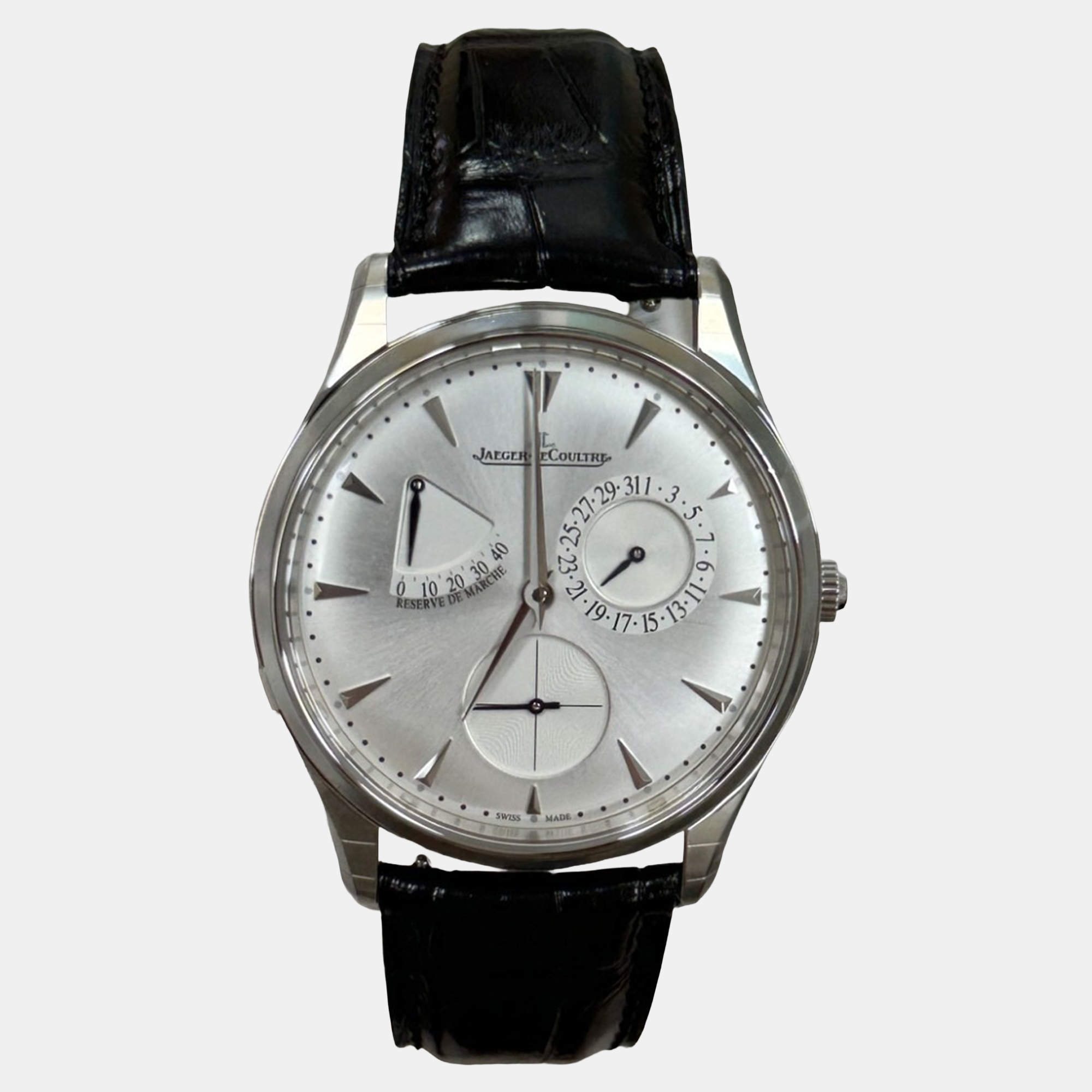 Pre Owned Jaeger-LeCoultre Master Ultra Thin Reserve De Marche Q1378420 Automatic Silver Stainless Steel Men's Wristwatch 39 mm