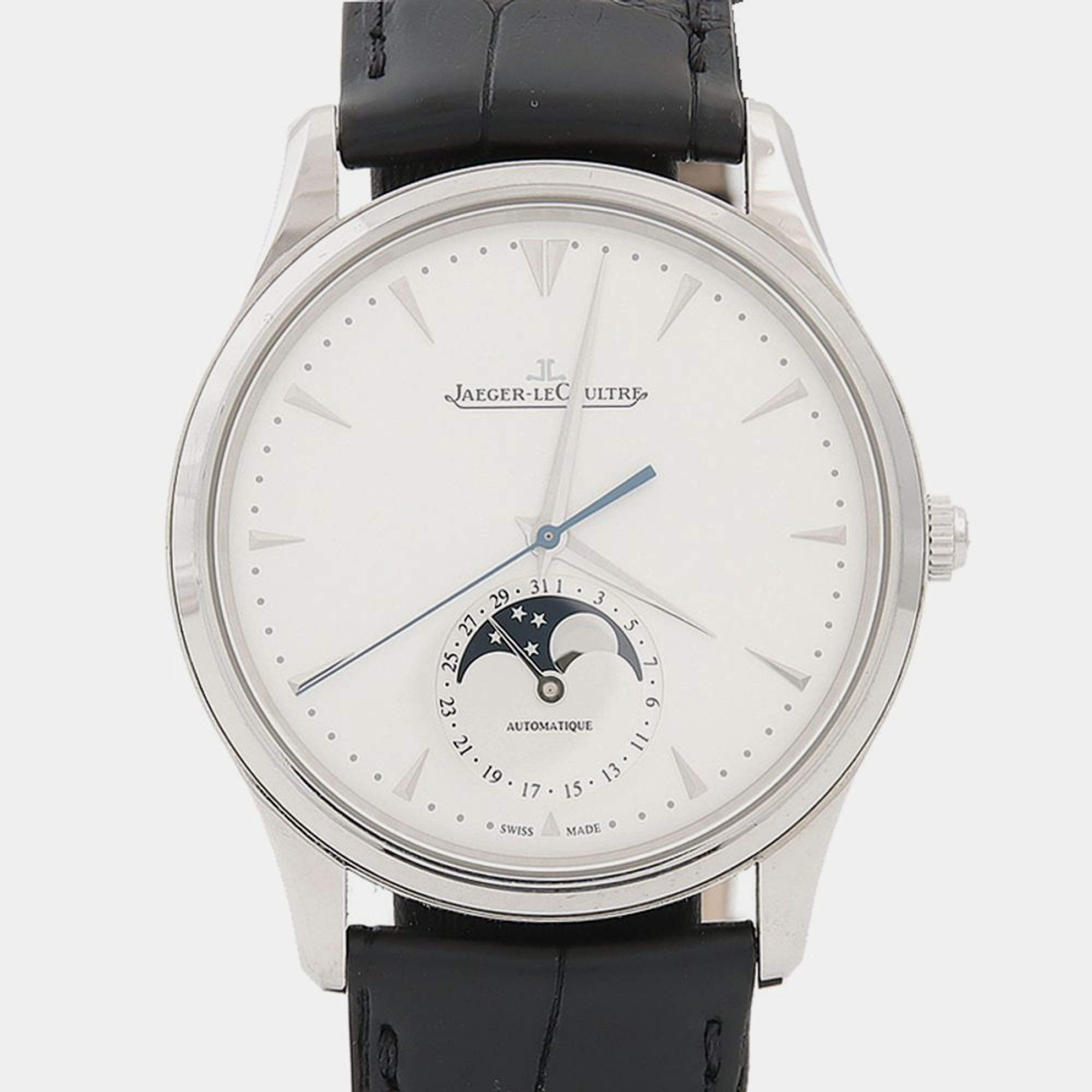 Pre Owned Jaeger-LeCoultre Master Ultra Thin Moonphase Q1368420 Automatic Stainless Steel Men's Wristwatch 39 mm
