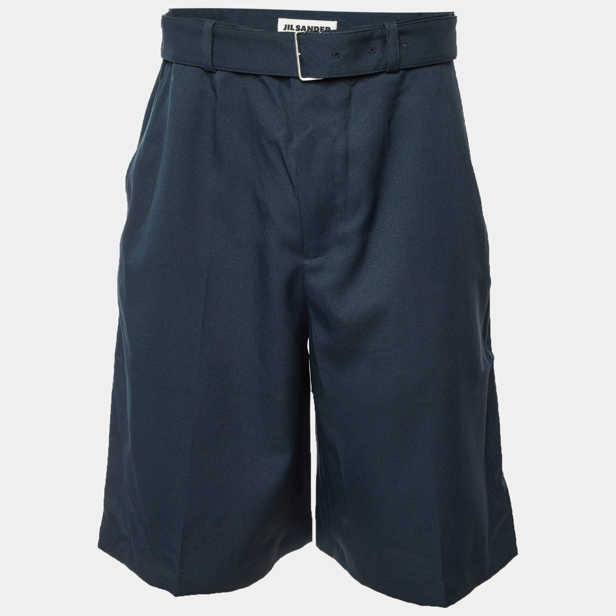 Pre Owned شورت جيل ساندر جبردين أخضر زيتوني بحزام مقاس متوسط (ميديم)