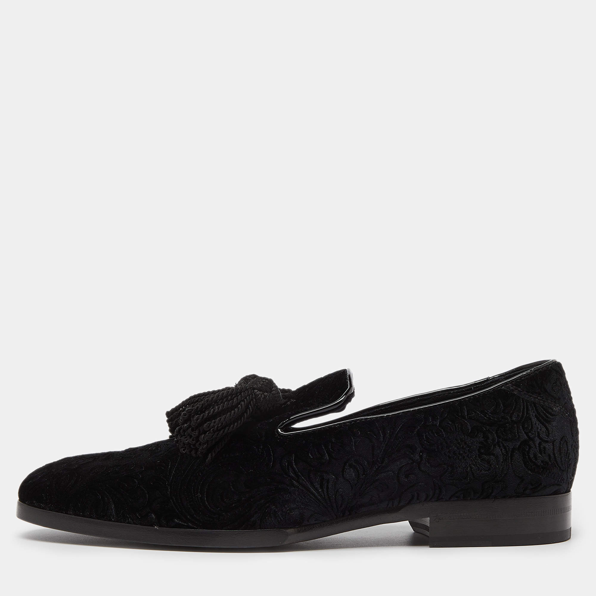 Jimmy Choo Black Velvet Tassel Loafers Size 41