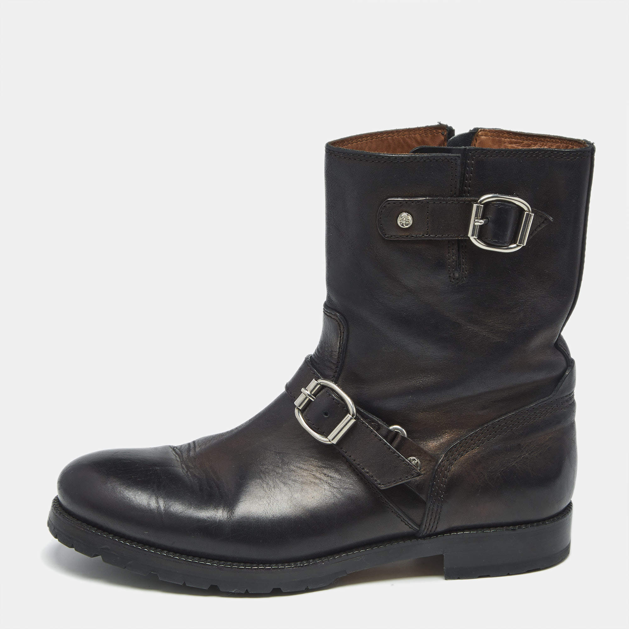 Pre Owned Jimmy Choo Black Leather Ankle Length Boots Size 43