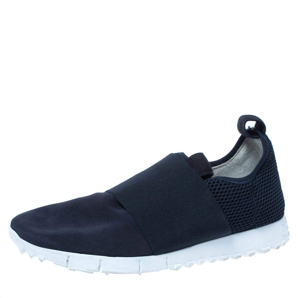 Jimmy Choo Navy Blue Suede and Mesh Slip On Sneakers Size 43