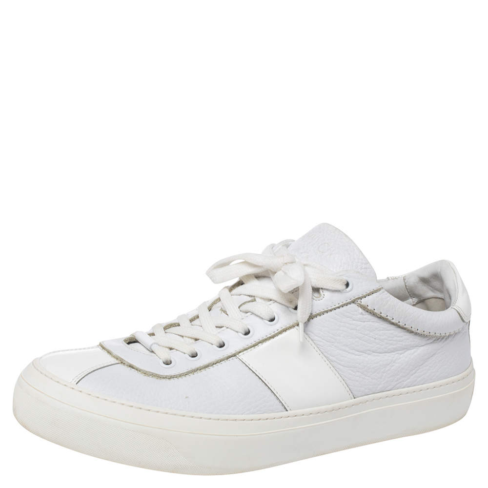 Jimmy Choo White Leather Low Top Sneakers Size 44.5