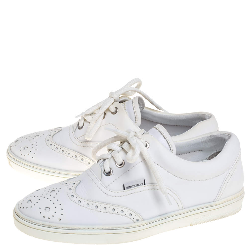 Jimmy Choo White Brogue Leather Brian | dhaaranews.com