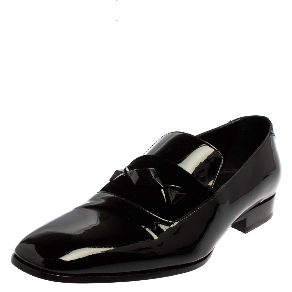 Jimmy Choo Black Patent Leather Slip On Loafers Size 43