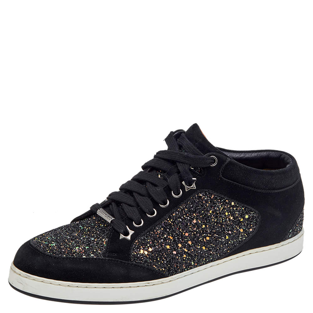 South Parade Women’s Black Suede/Gold Sparkle Sneakers, Size 40, NEW
